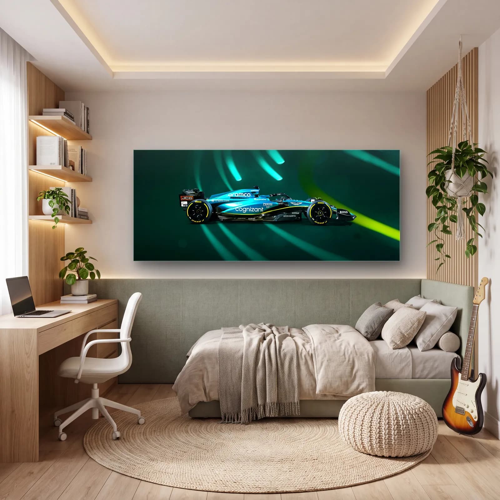 Aston Martin F1 Yan Profil cam tablo — genç odasında