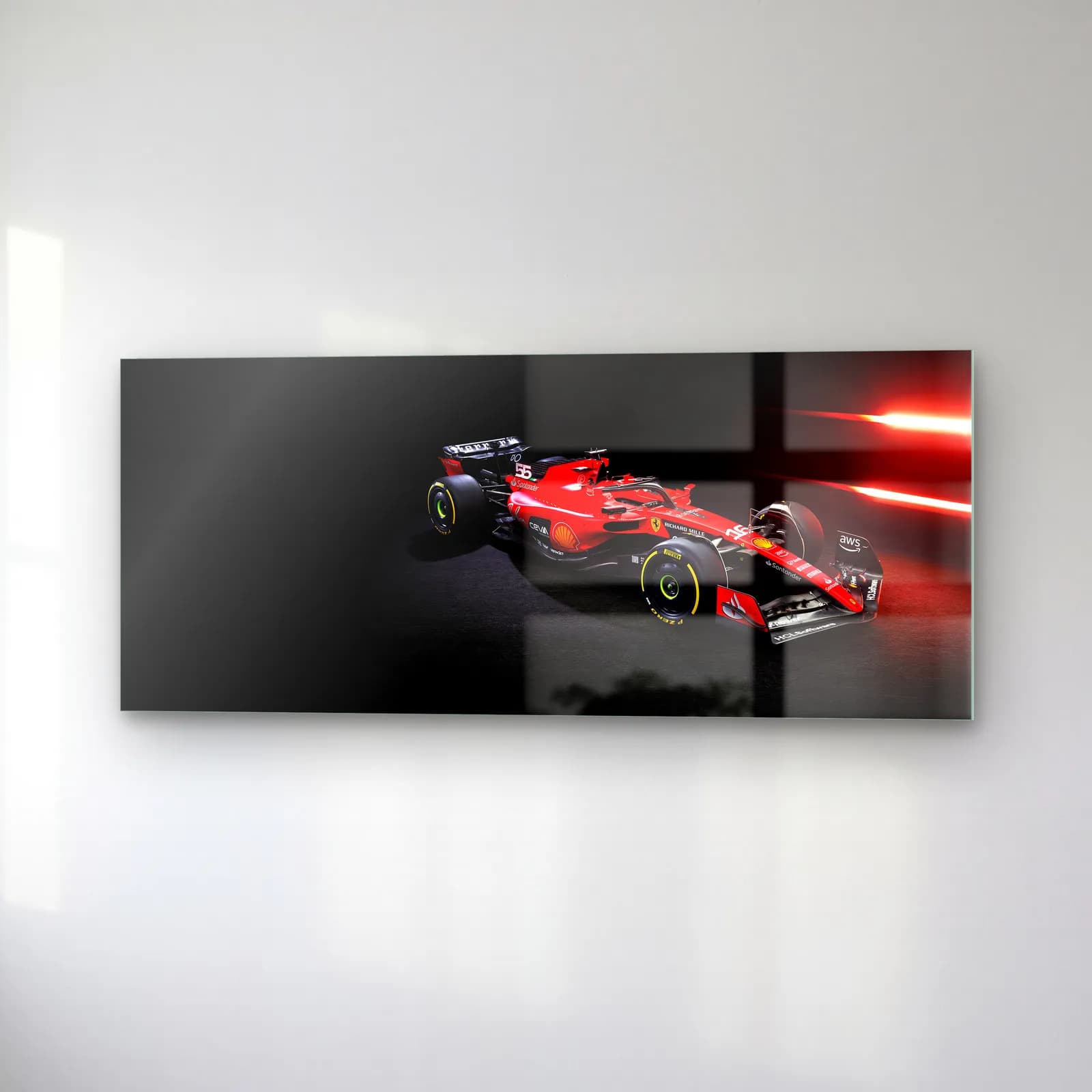 Arka Açıdan Ferrari F1 Karanlık cam tablo — sağ açıdan görünüm