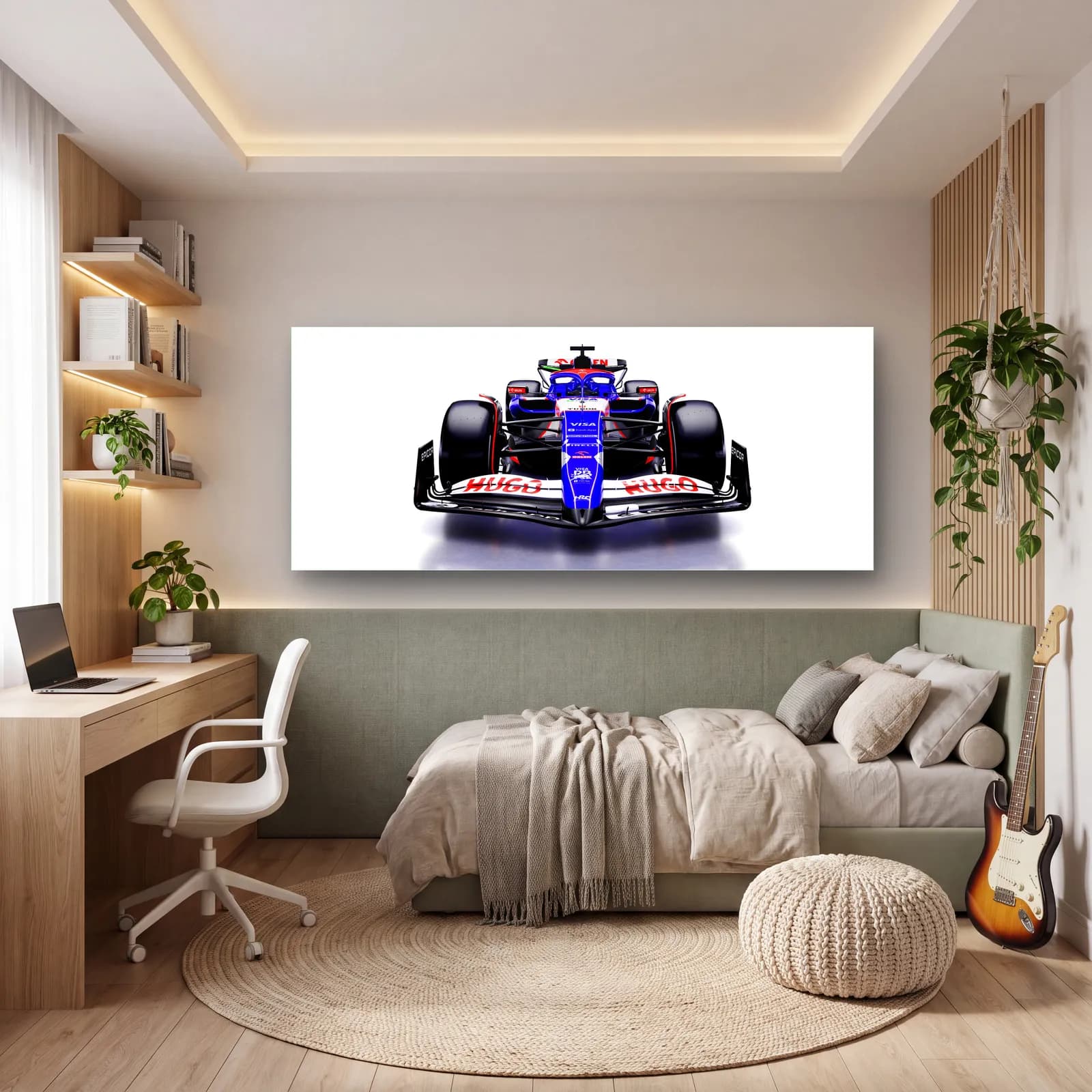 Önden RB F1 Aracı cam tablo — genç odasında