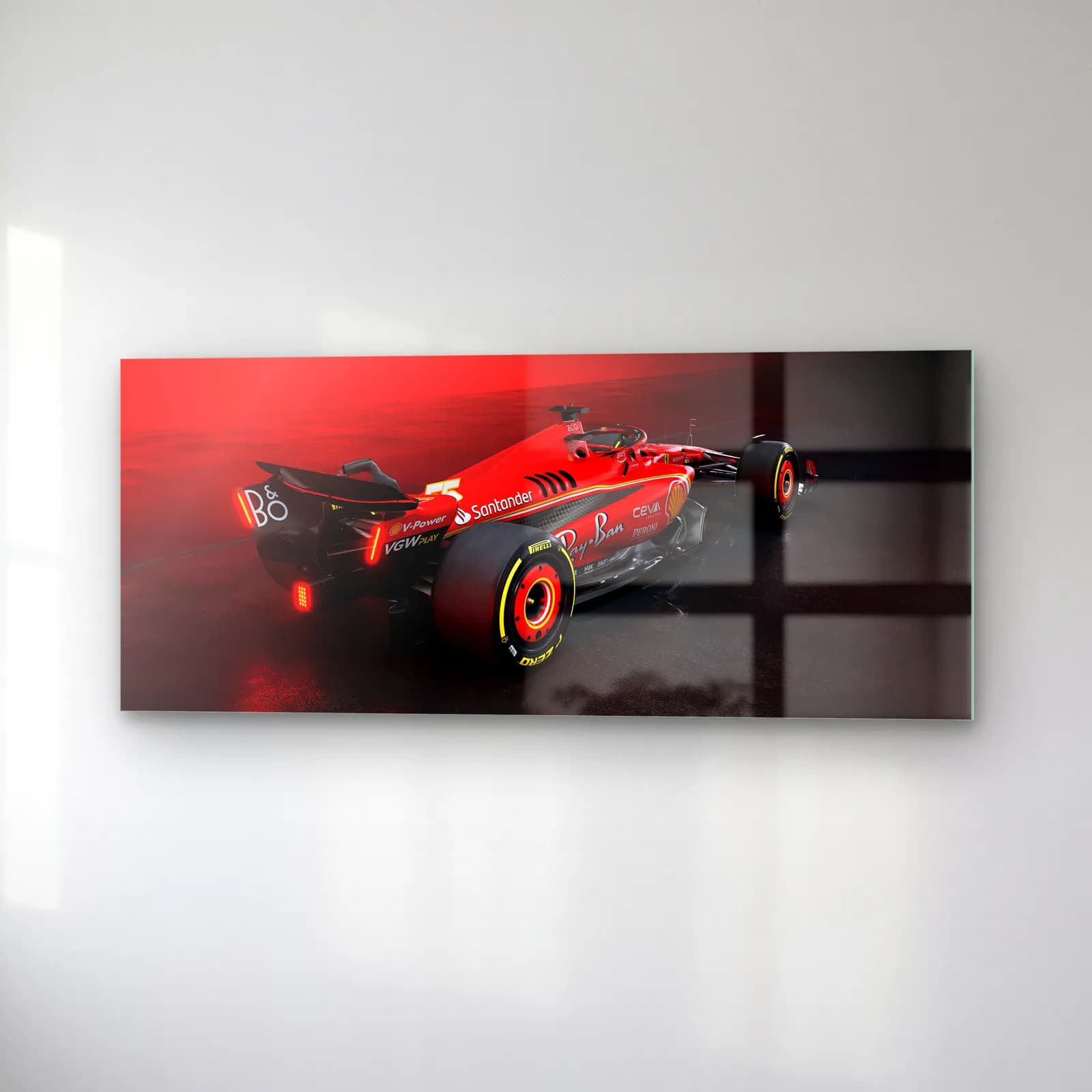 Arkadan Ferrari F1 Kırmızı Sis cam tablo — sağ açıdan görünüm