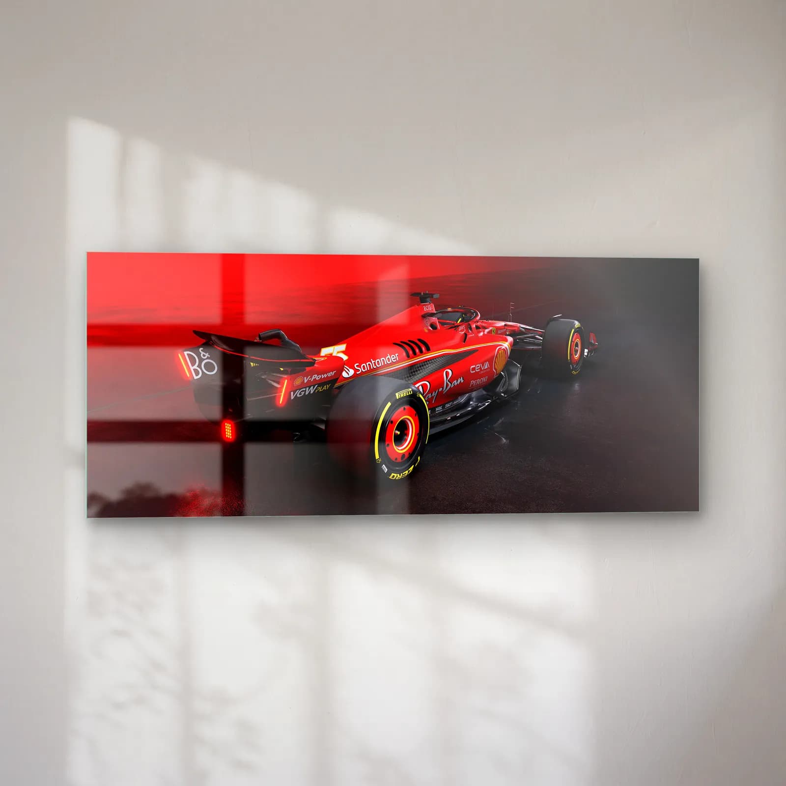 Arkadan Ferrari F1 Kırmızı Sis cam tablo — sol açıdan görünüm