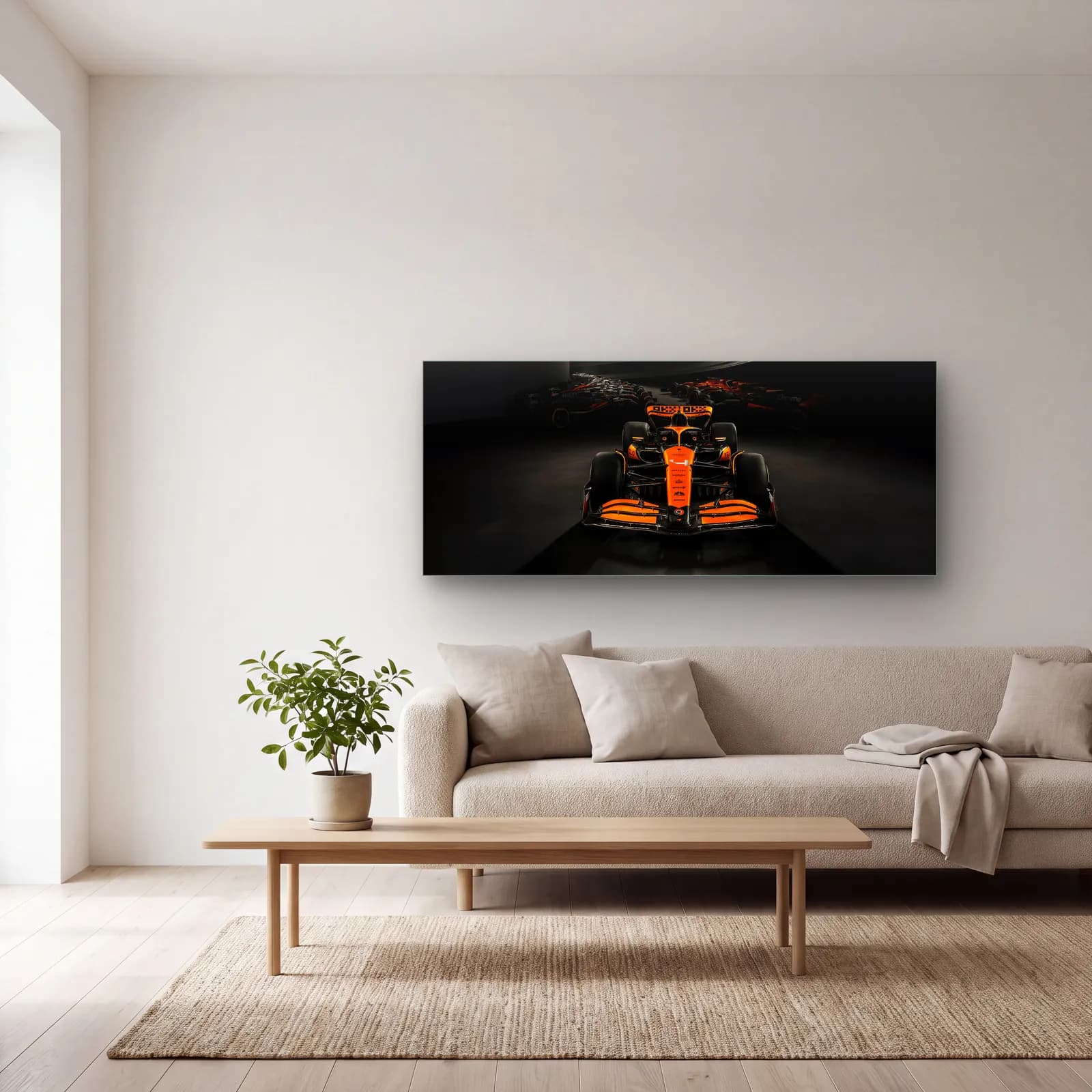 Önden McLaren F1 Karanlık cam tablo — açık renk salonda