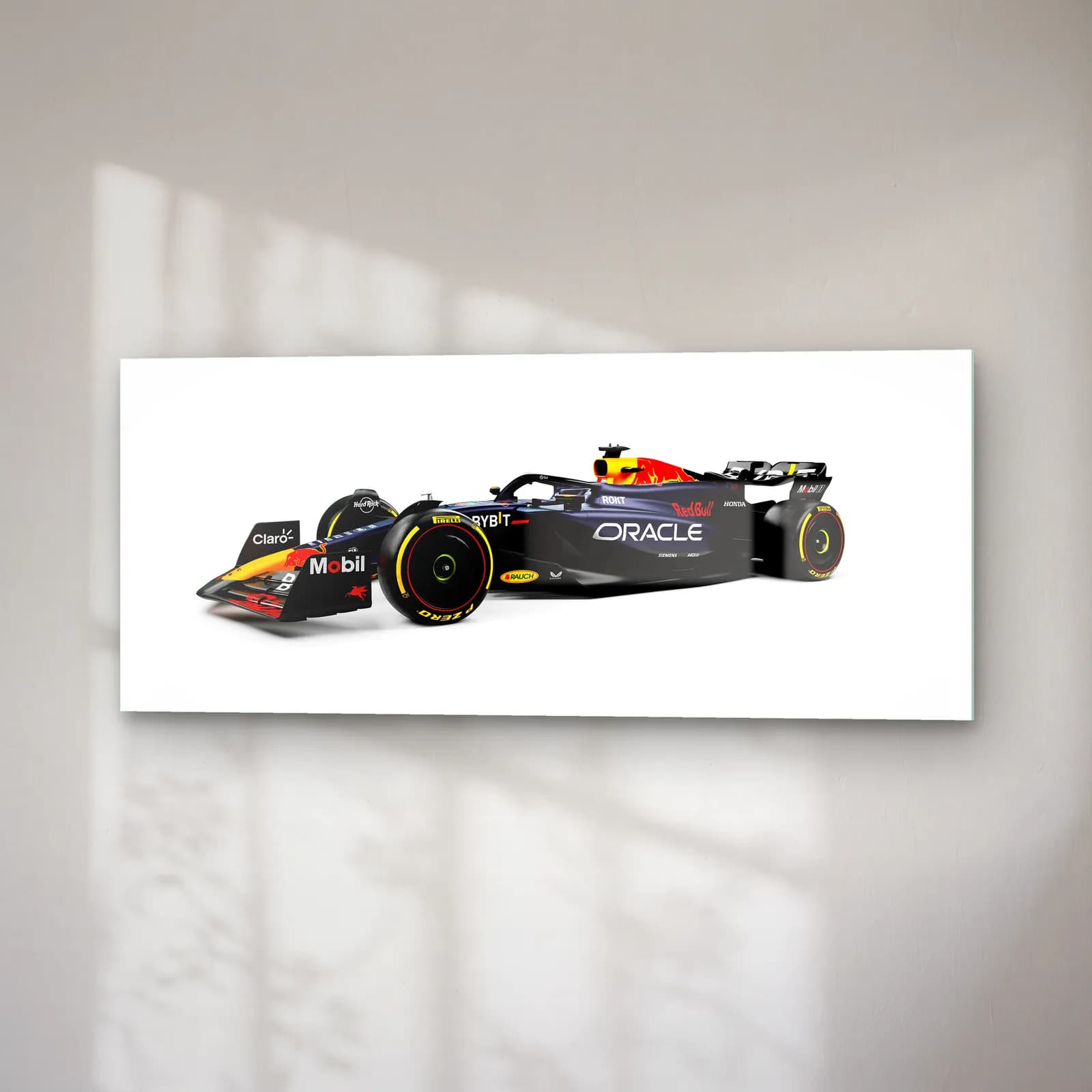Beyaz Zeminde Red Bull F1 Profil cam tablo — sağ açıdan görünüm