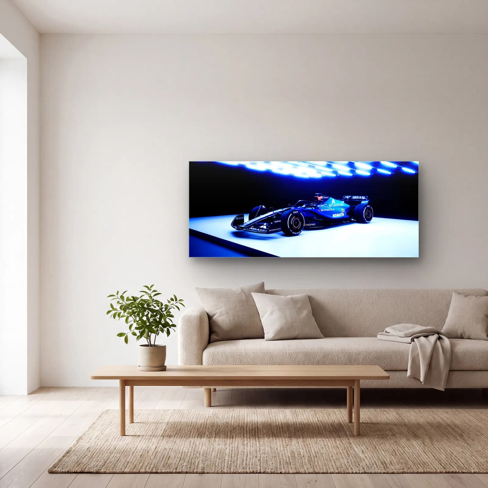 Williams F1 Aracı Ön Çapraz cam tablo — açık renk salonda
