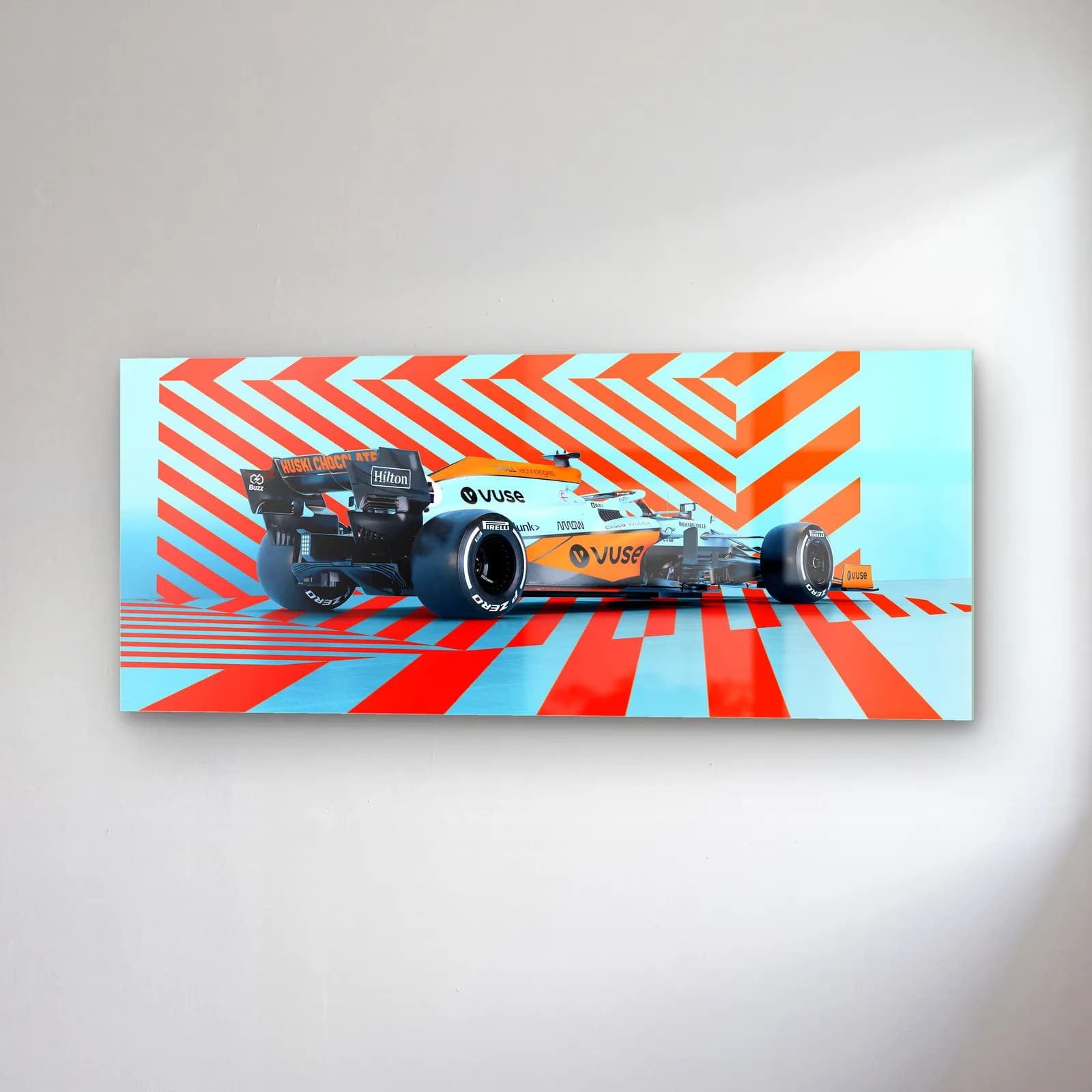 McLaren F1 Çizgili Özel Renkler cam tablo — sağ açıdan görünüm