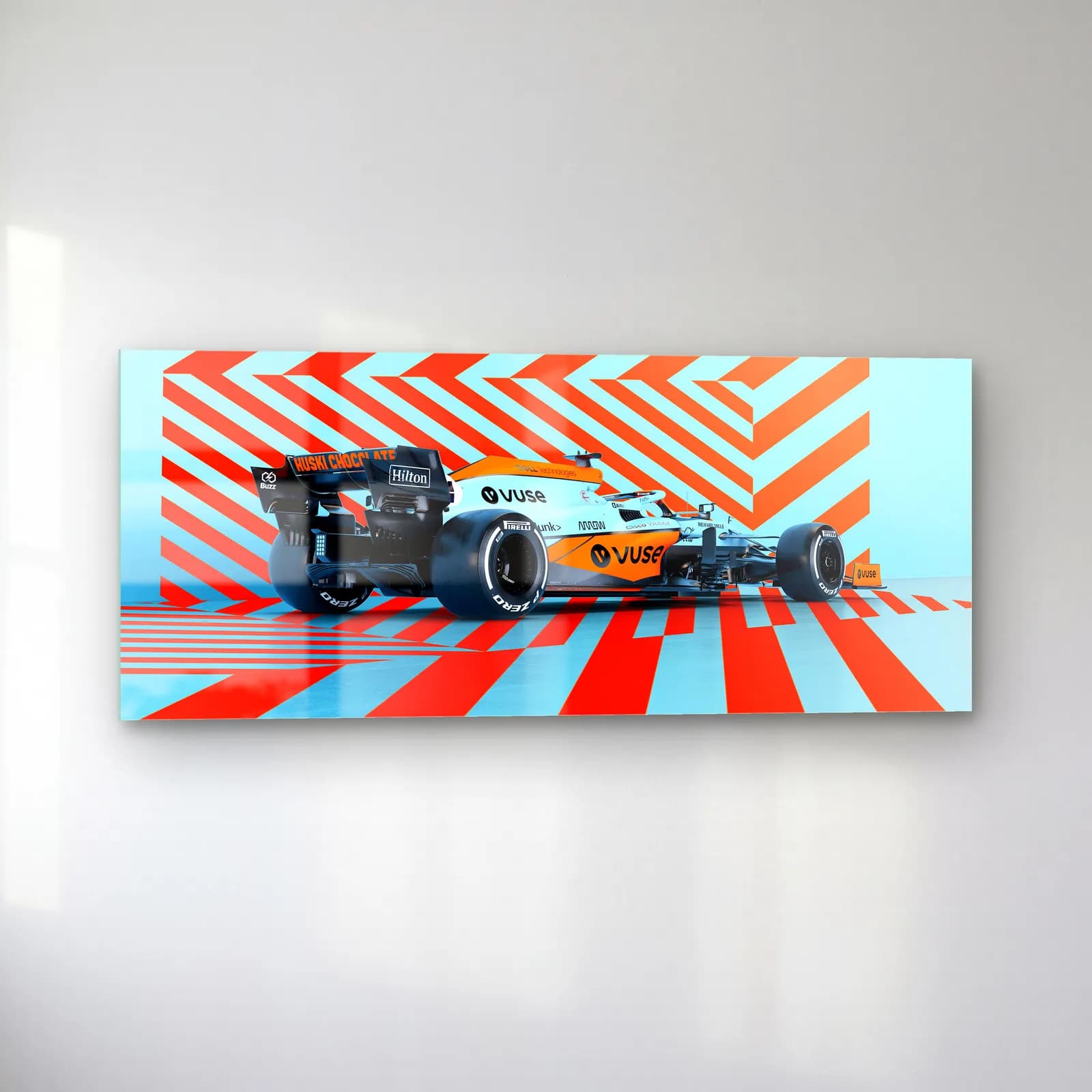 McLaren F1 Çizgili Özel Renkler cam tablo — sol açıdan görünüm