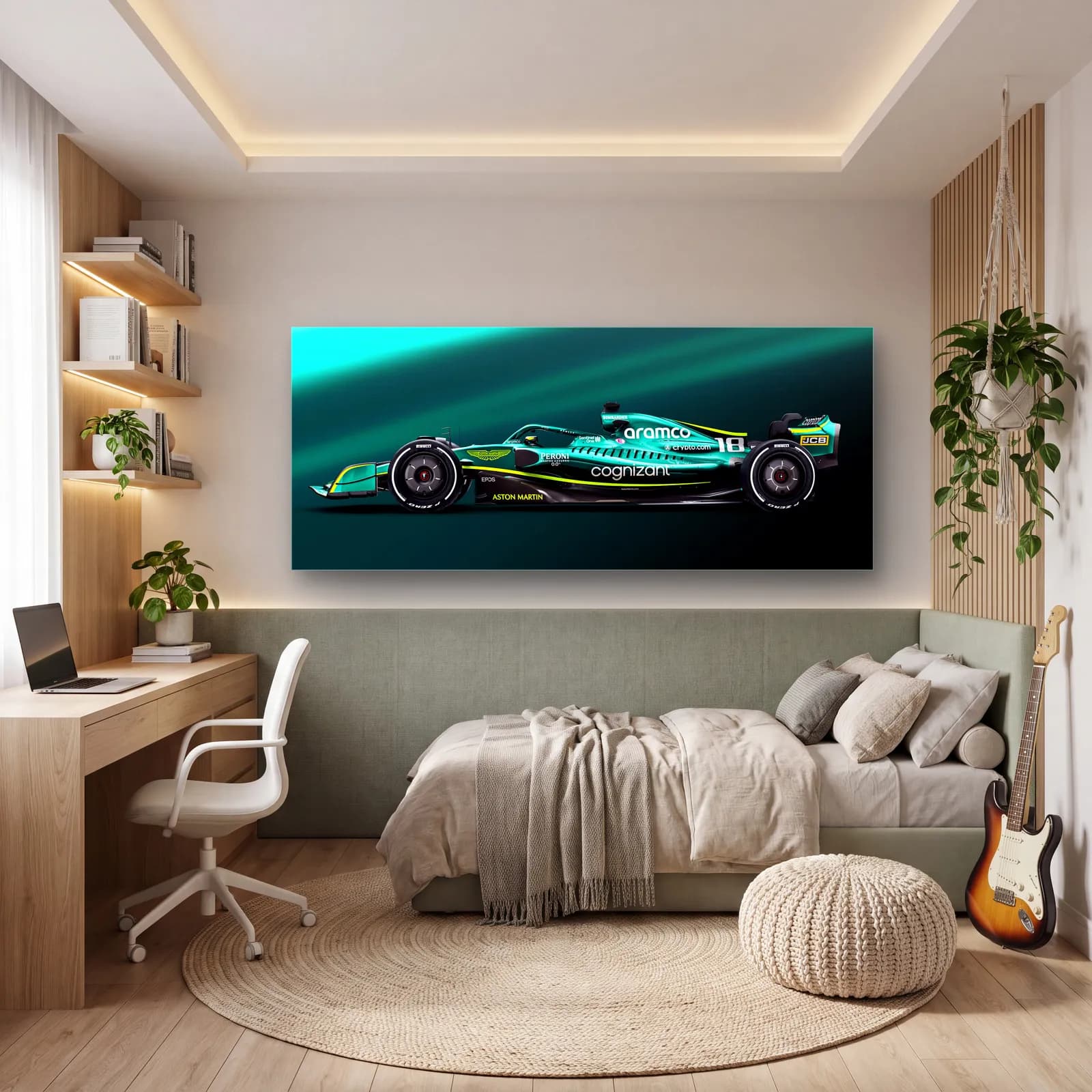 Aston Martin F1 Yan Profil cam tablo — genç odasında