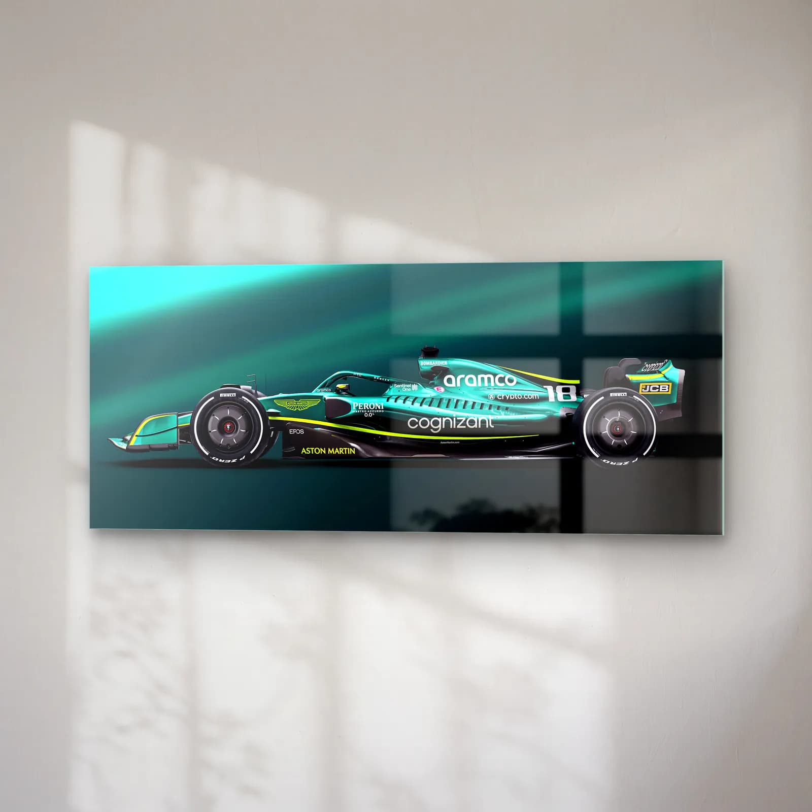 Aston Martin F1 Yan Profil cam tablo — sağ açıdan görünüm
