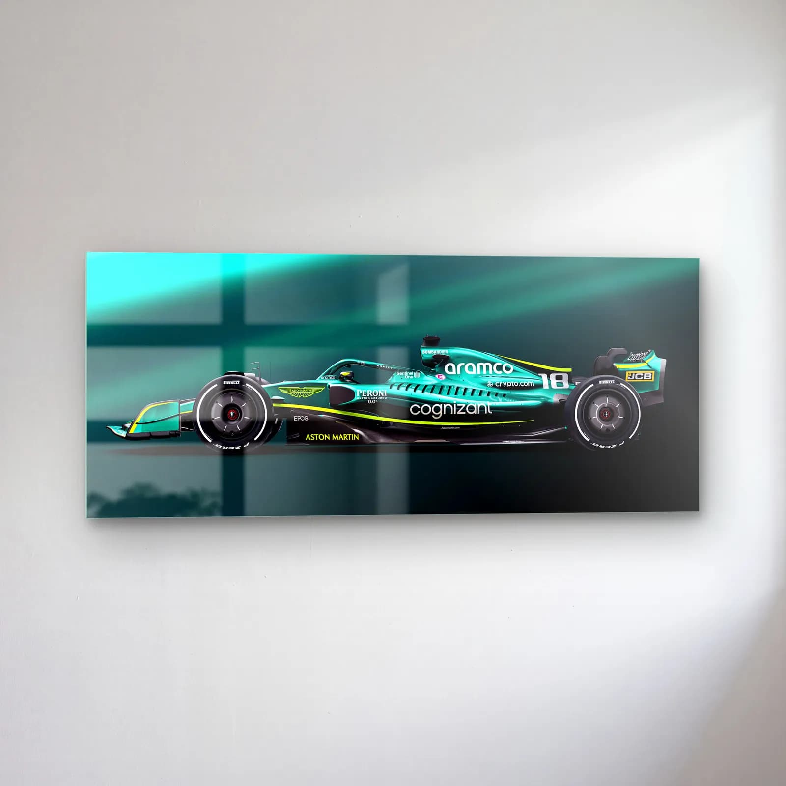 Aston Martin F1 Yan Profil cam tablo — sol açıdan görünüm
