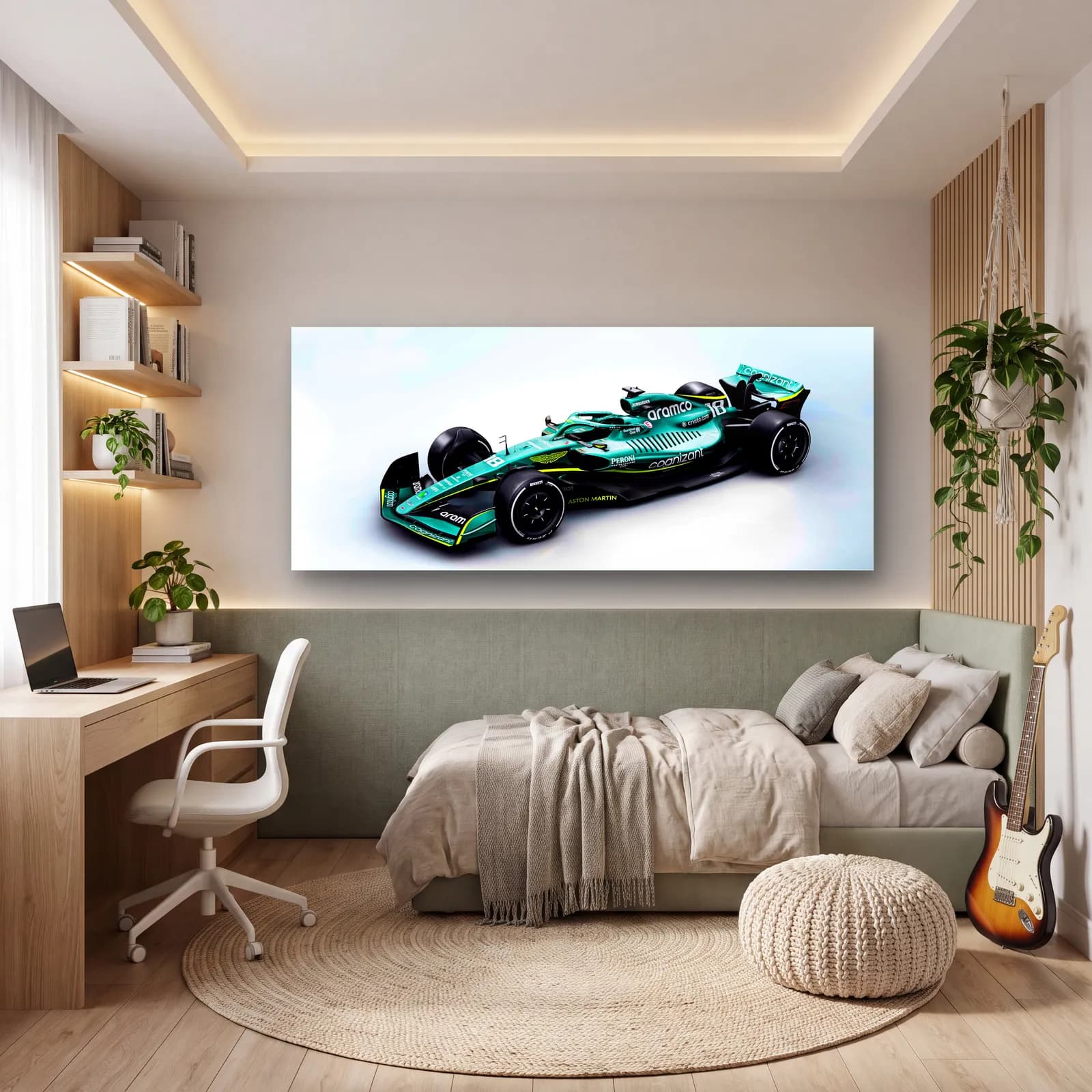 Aston Martin F1 Çapraz Açı cam tablo — genç odasında