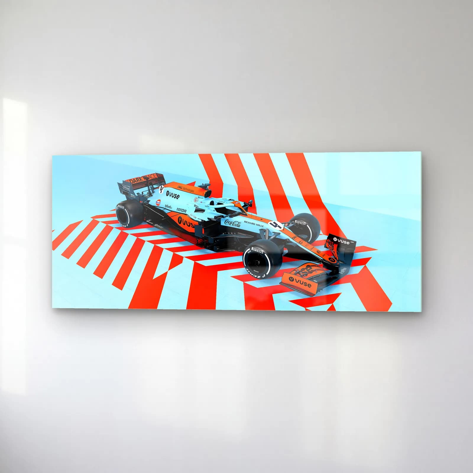 McLaren Gulf Renkleri F1 cam tablo — sağ açıdan görünüm