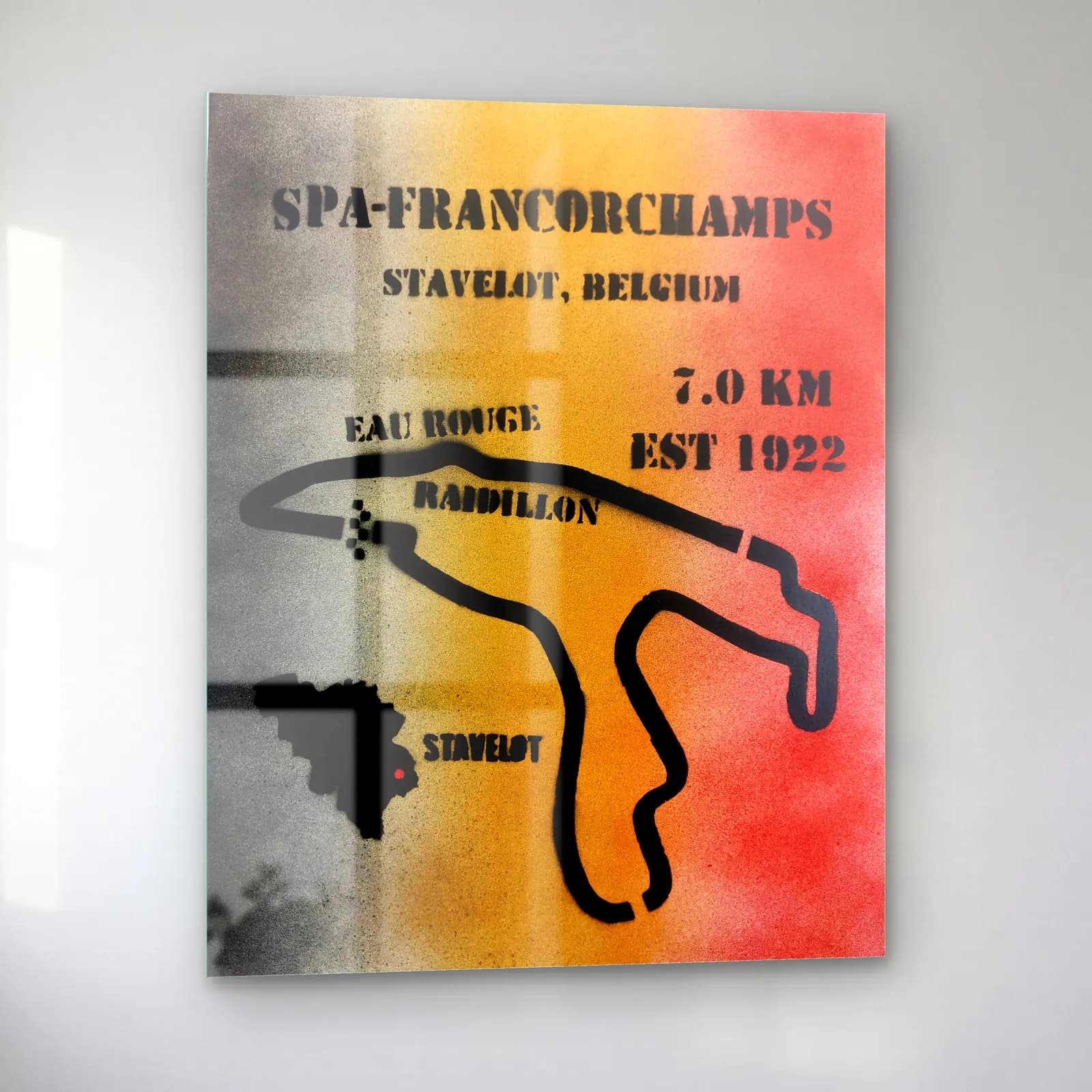 Grafiti Spa Francorchamps Pisti cam tablo — sol açıdan görünüm