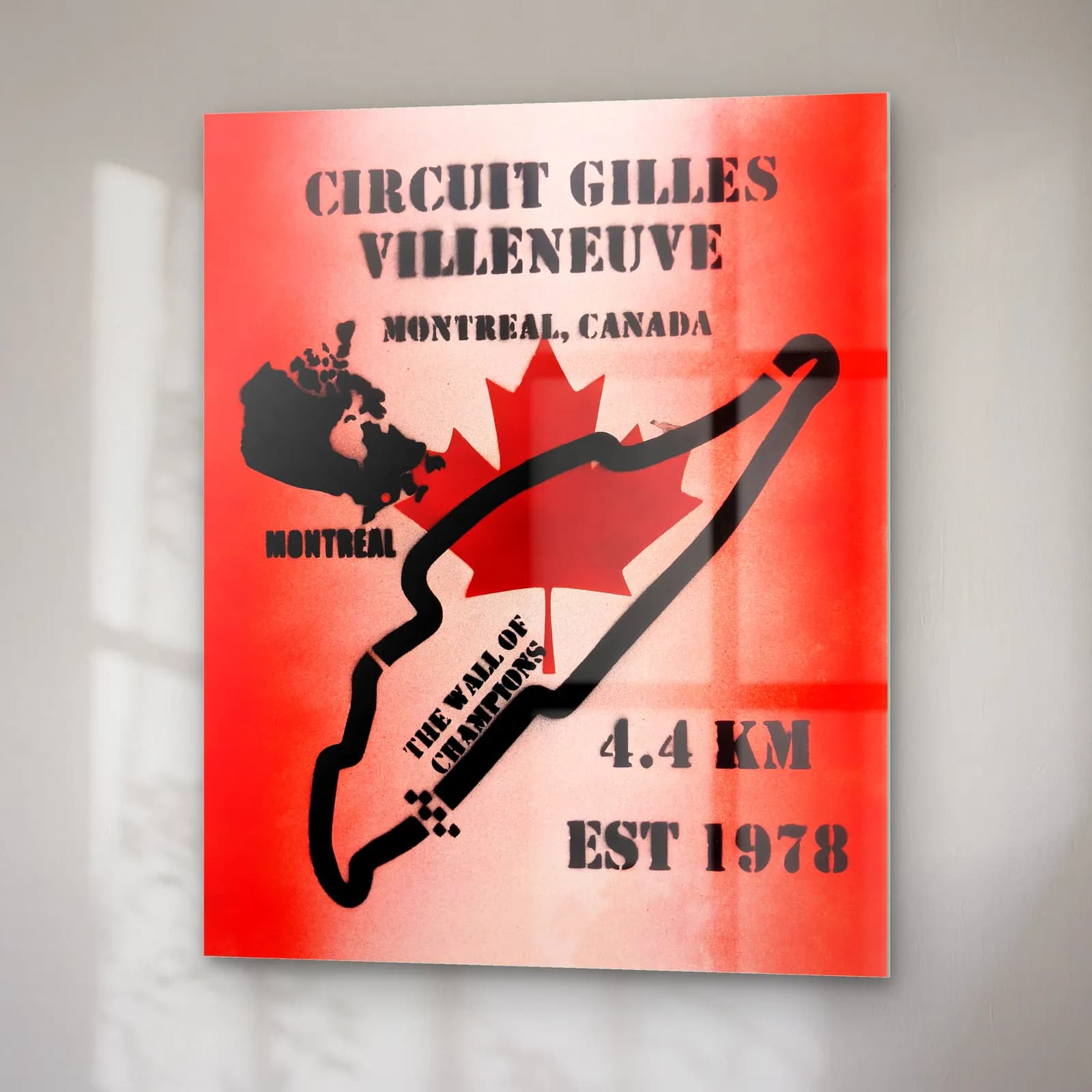 Grafiti Gilles Villeneuve Pisti cam tablo — sağ açıdan görünüm