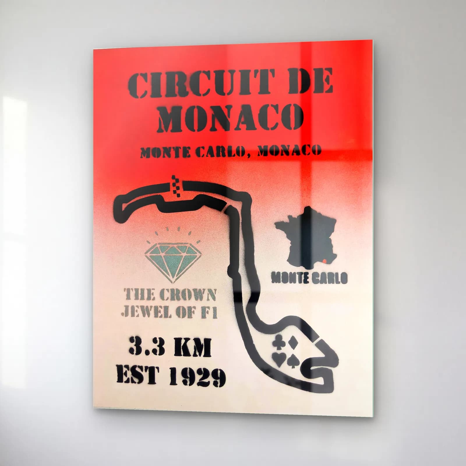 Grafiti Circuit De Monaco cam tablo — sağ açıdan görünüm
