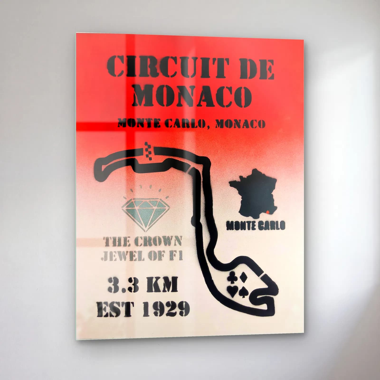 Grafiti Circuit De Monaco cam tablo — sol açıdan görünüm