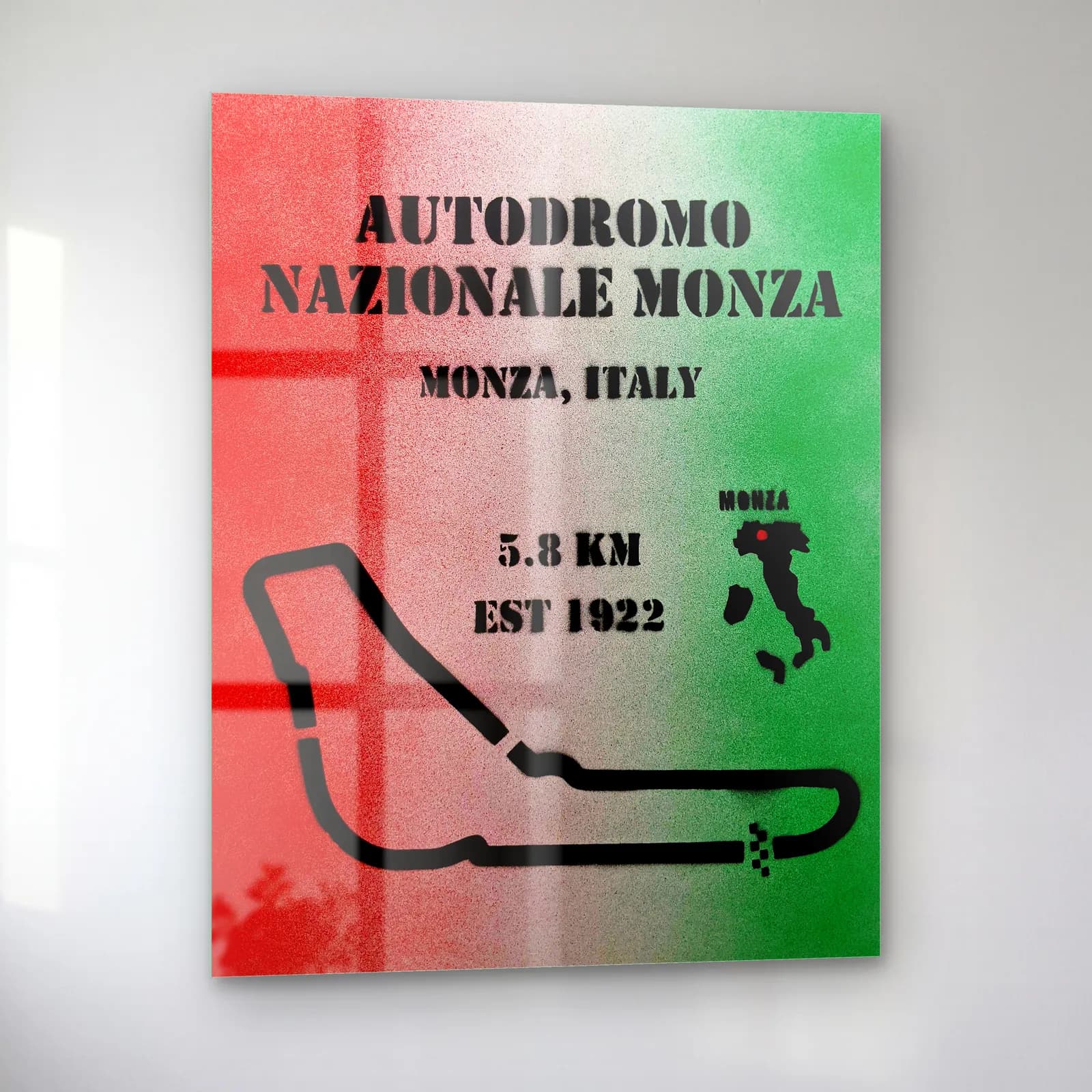 Grafiti Autodromo Monza cam tablo — sol açıdan görünüm