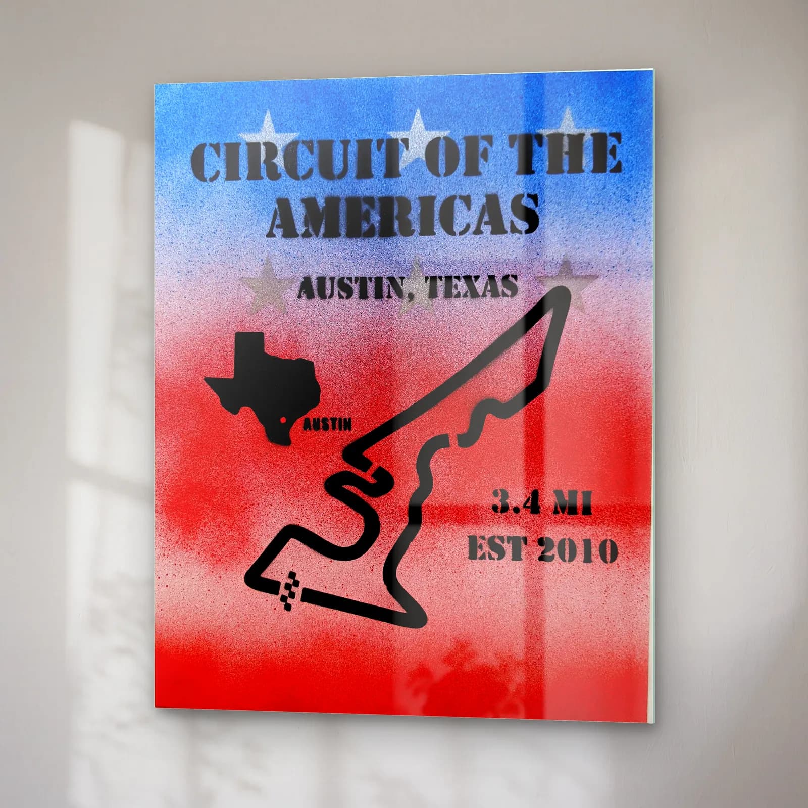 Grafiti Circuit Of The Americas cam tablo — sağ açıdan görünüm