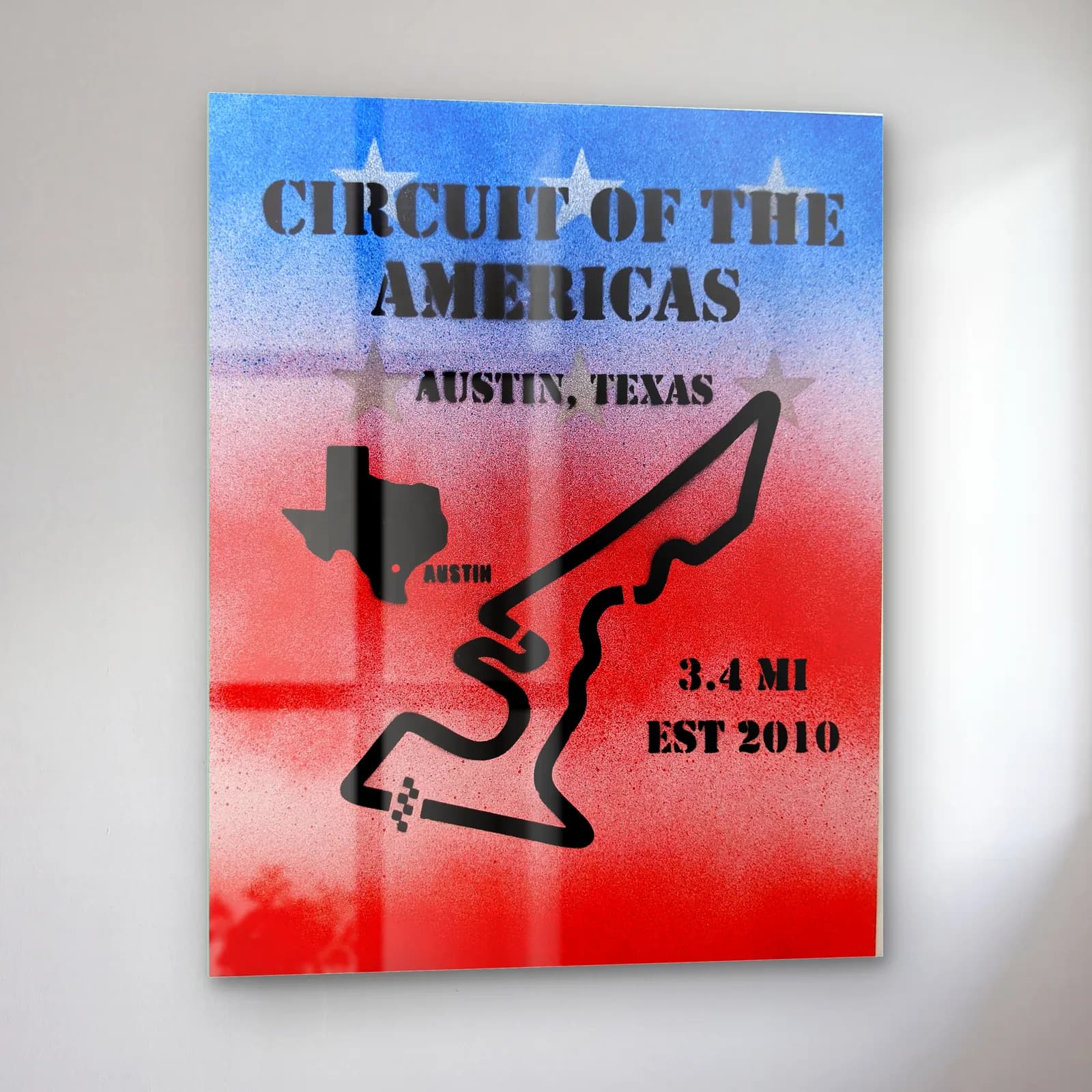 Grafiti Circuit Of The Americas cam tablo — sol açıdan görünüm