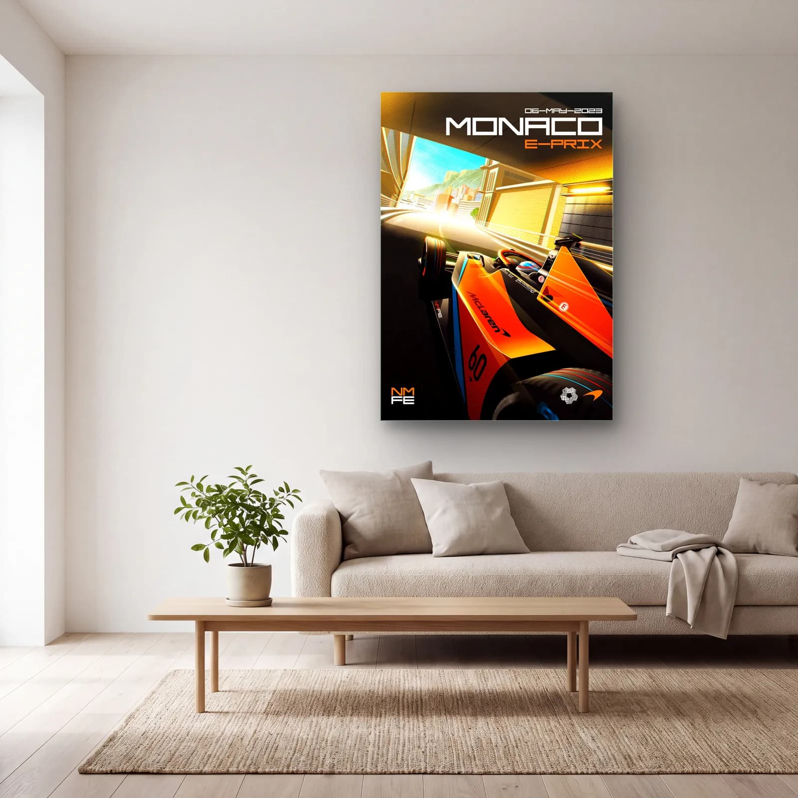 Monaco E-Prix Kokpit Posteri cam tablo — açık renk salonda