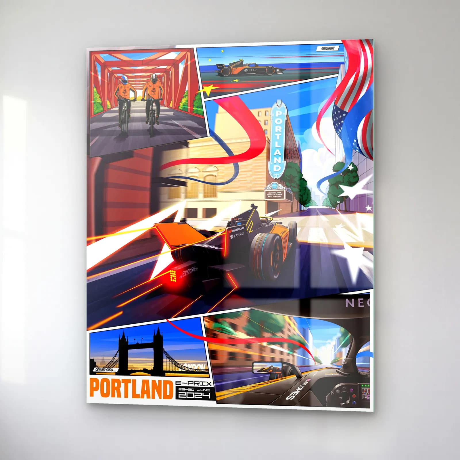 Portland E-Prix Kolaj Posteri cam tablo — sağ açıdan görünüm