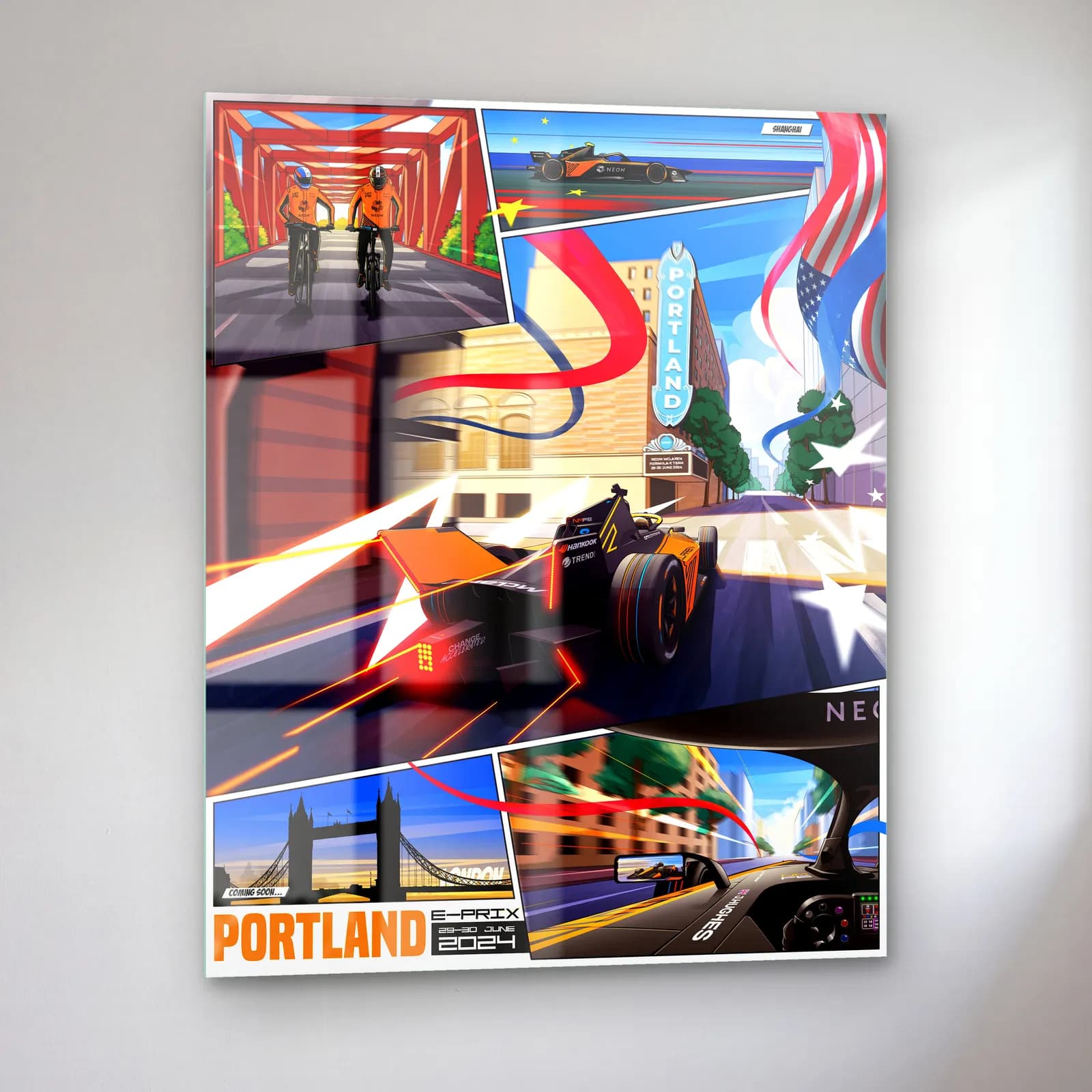 Portland E-Prix Kolaj Posteri cam tablo — sol açıdan görünüm