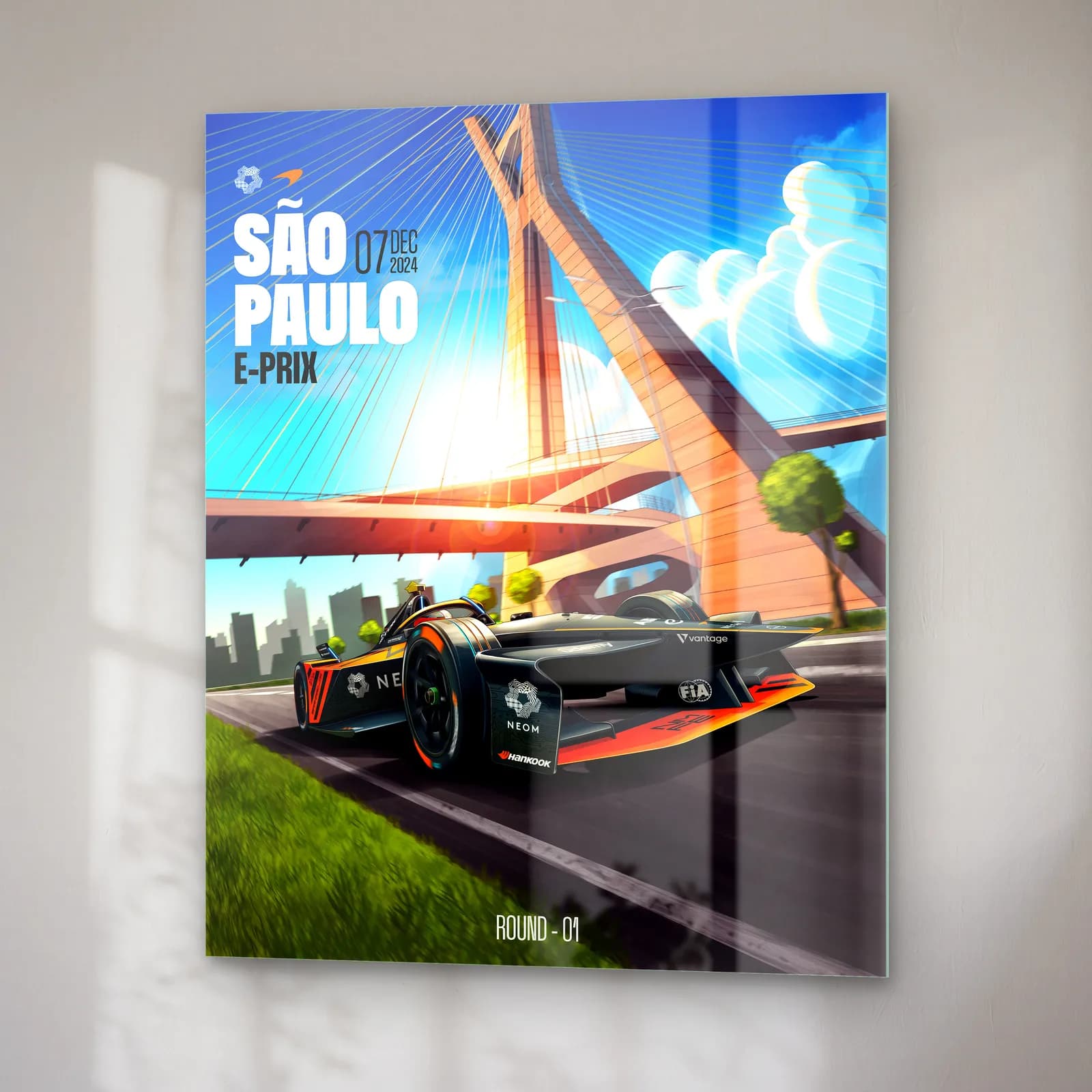 São Paulo E-Prix Köprü Posteri cam tablo — sağ açıdan görünüm