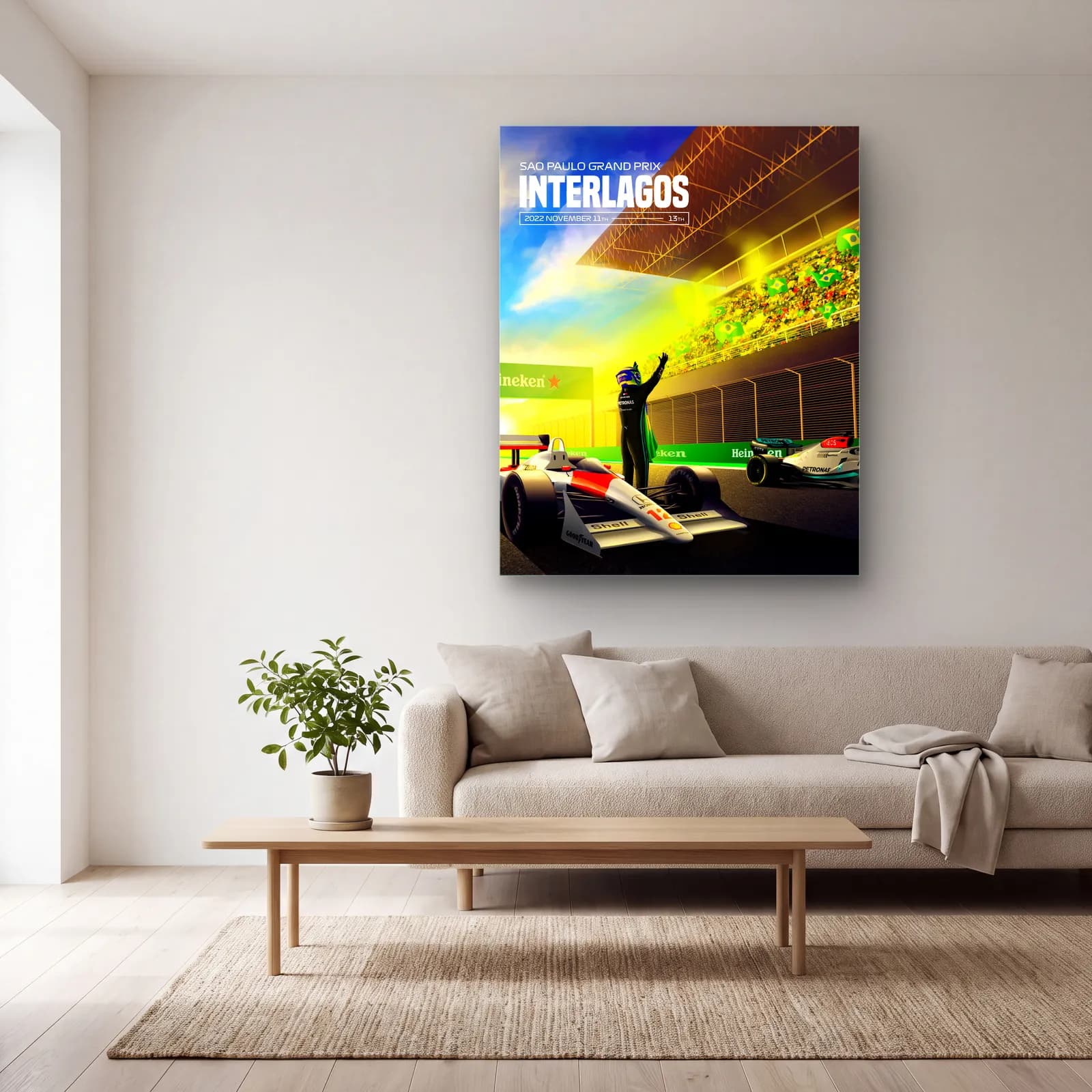 Interlagos São Paulo GP Posteri cam tablo — açık renk salonda
