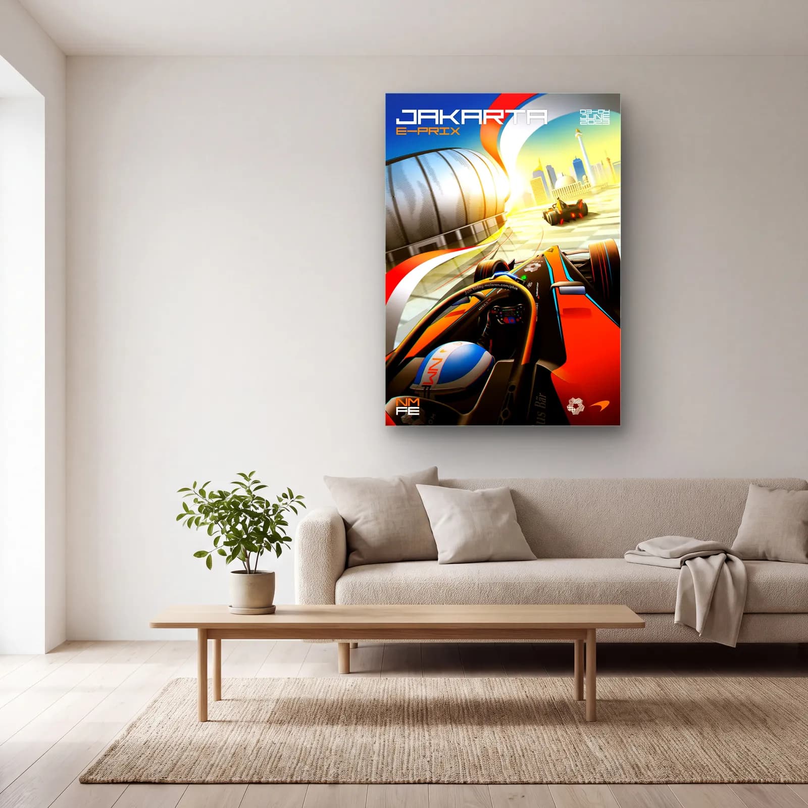 Jakarta E-Prix Kokpit Posteri cam tablo — açık renk salonda