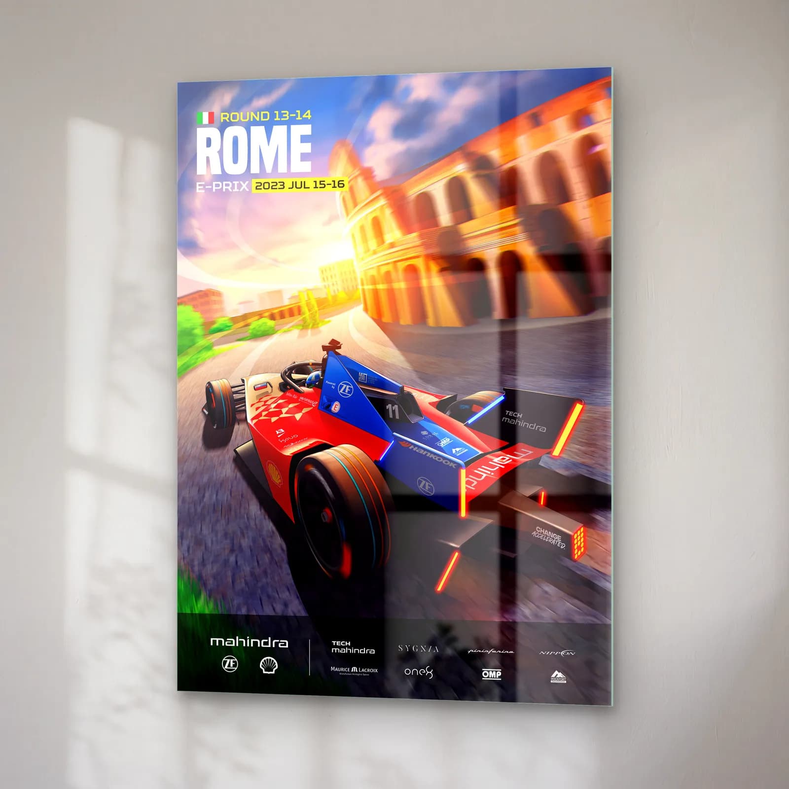 Roma E-Prix Kolezyum Posteri cam tablo — sağ açıdan görünüm