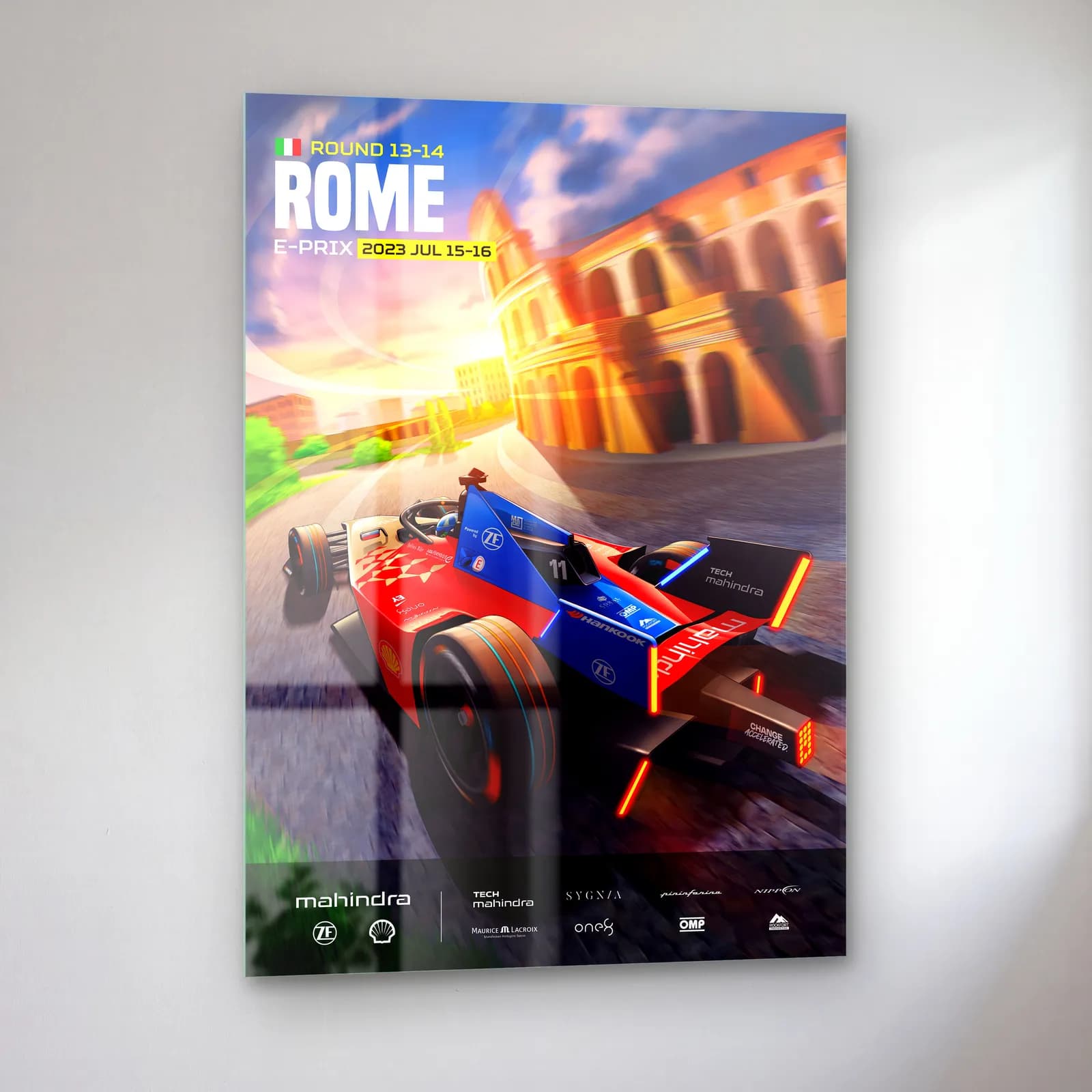 Roma E-Prix Kolezyum Posteri cam tablo — sol açıdan görünüm