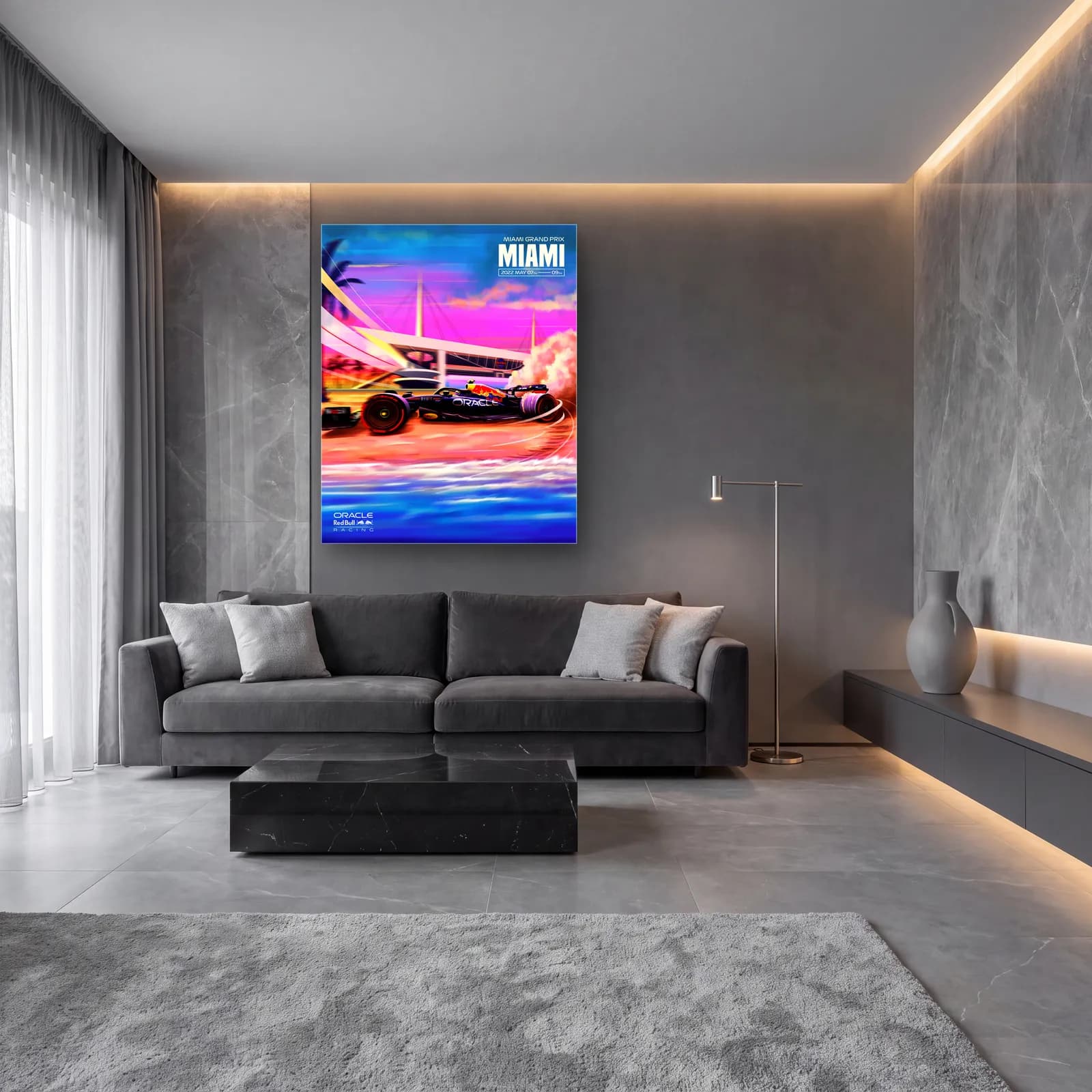 Miami Grand Prix Red Bull Posteri cam tablo — lüks salon duvarında