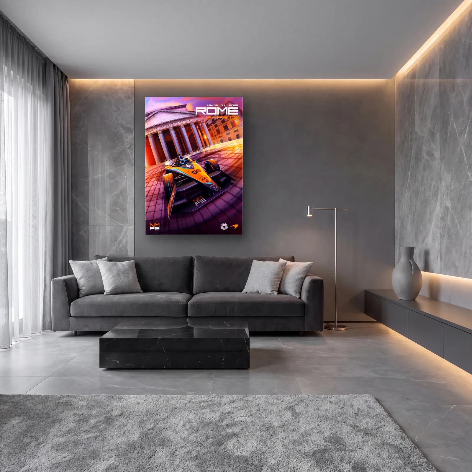 Roma E-Prix Pantheon Posteri cam tablo — lüks salon duvarında