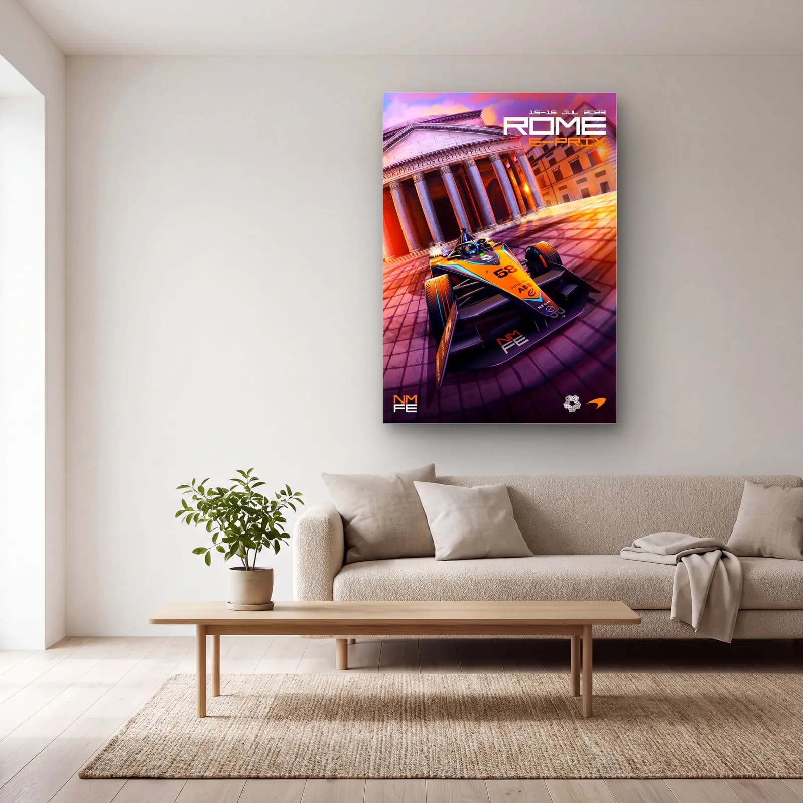Roma E-Prix Pantheon Posteri cam tablo — açık renk salonda