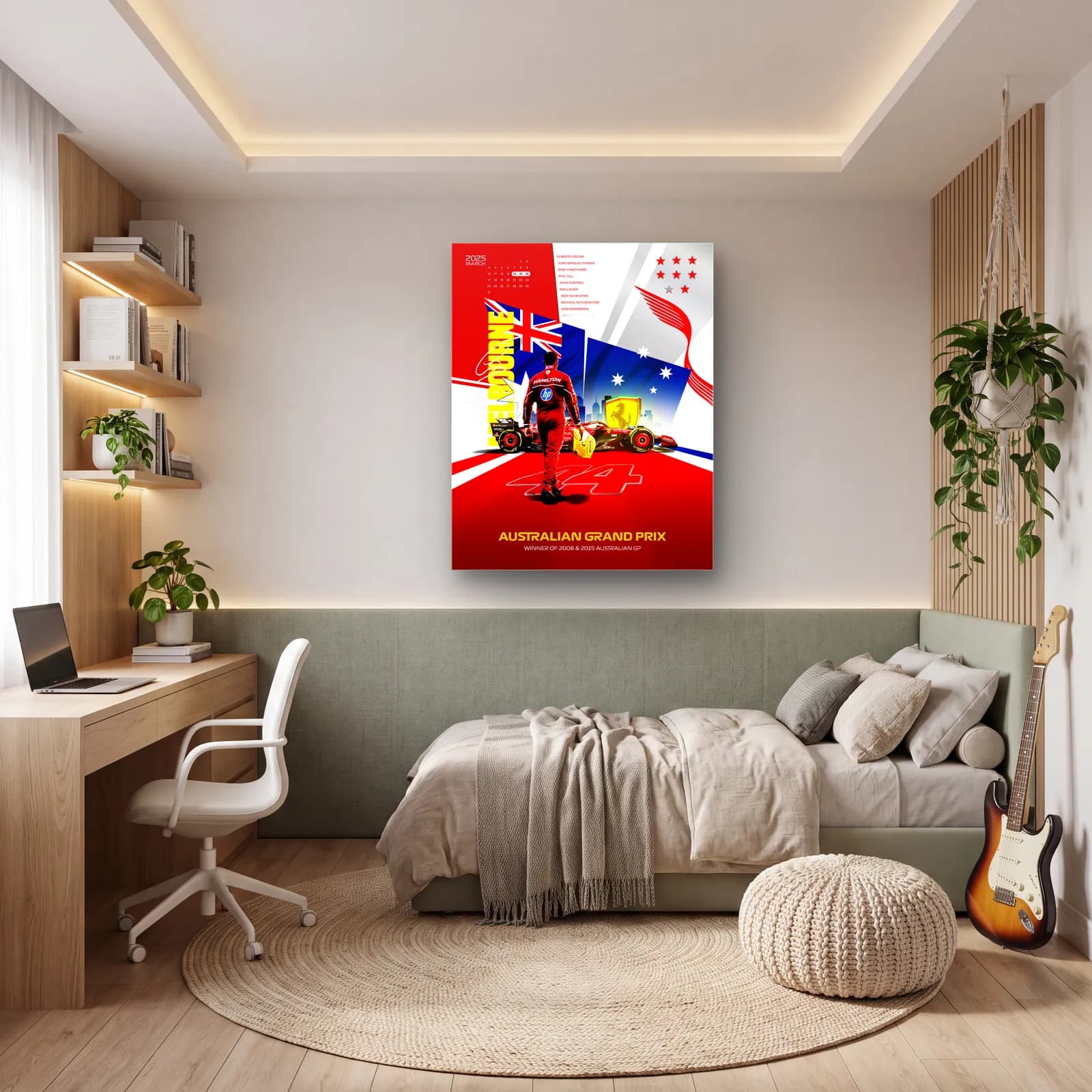 Melbourne Grand Prix Hamilton Posteri cam tablo — genç odasında