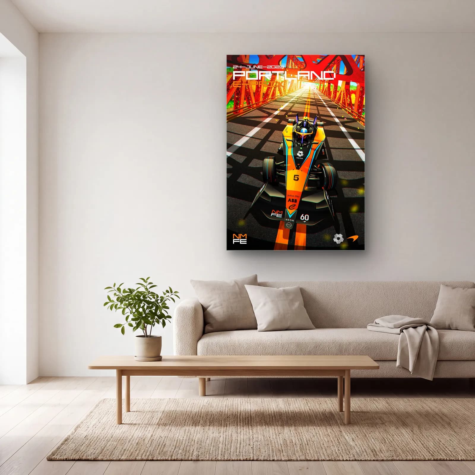 Portland E-Prix Köprü Posteri cam tablo — açık renk salonda