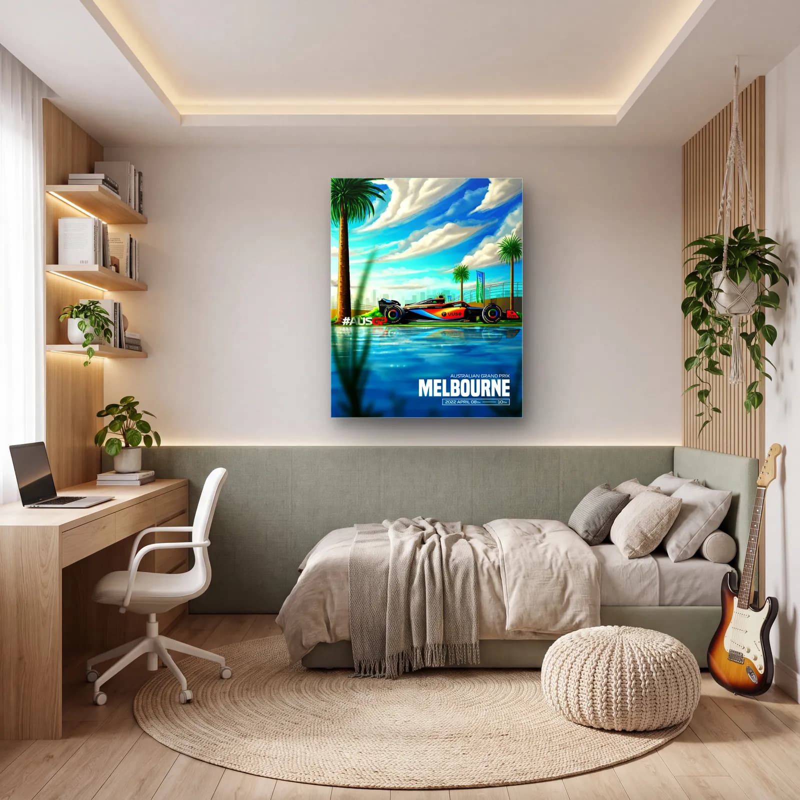 Melbourne Grand Prix Palmiye Posteri cam tablo — genç odasında