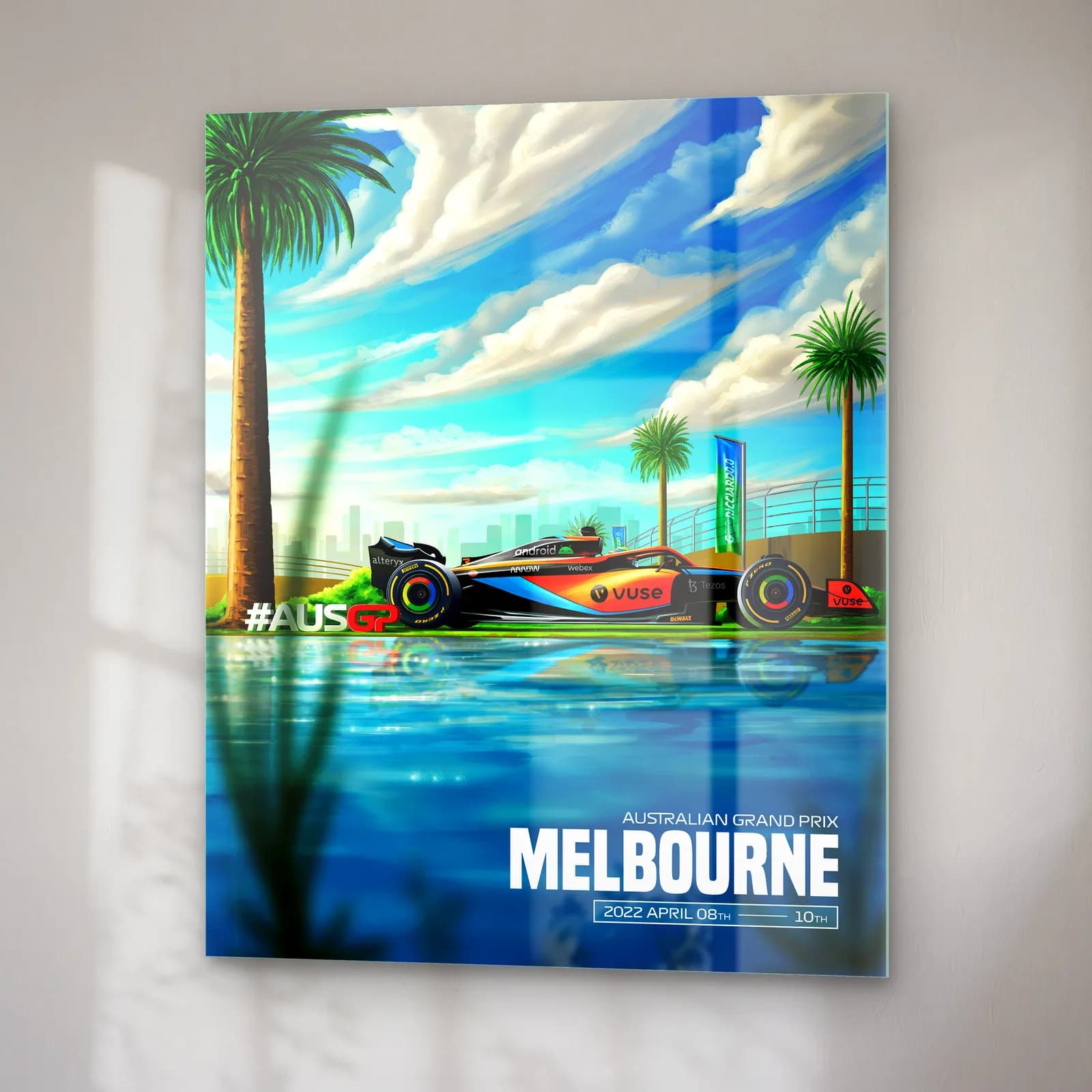 Melbourne Grand Prix Palmiye Posteri cam tablo — sağ açıdan görünüm