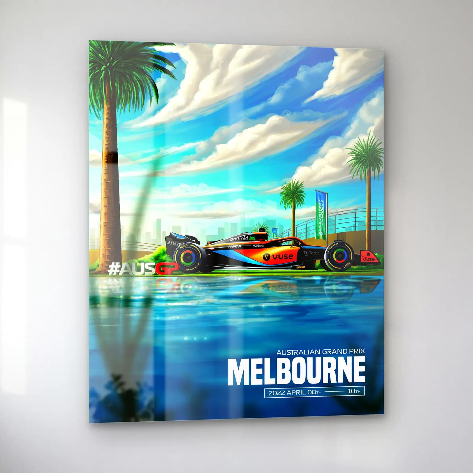Melbourne Grand Prix Palmiye Posteri cam tablo — sol açıdan görünüm