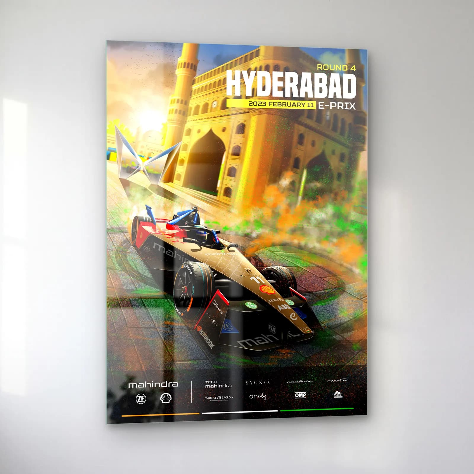 Hyderabad E-Prix Charminar Posteri cam tablo — sol açıdan görünüm