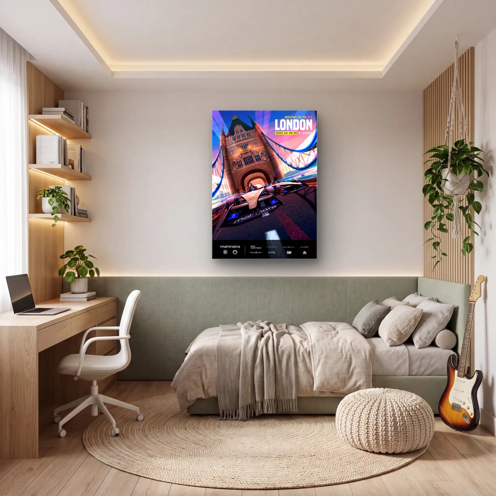 Londra E-Prix Tower Bridge Posteri cam tablo — genç odasında