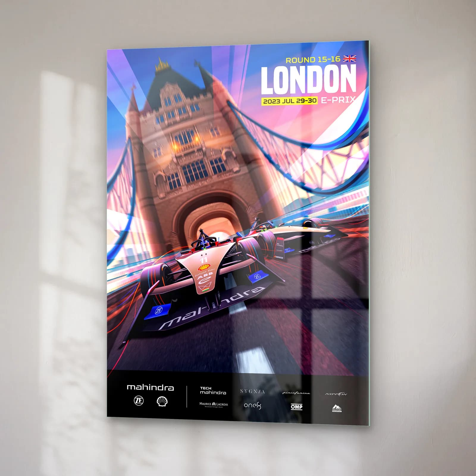 Londra E-Prix Tower Bridge Posteri cam tablo — sağ açıdan görünüm