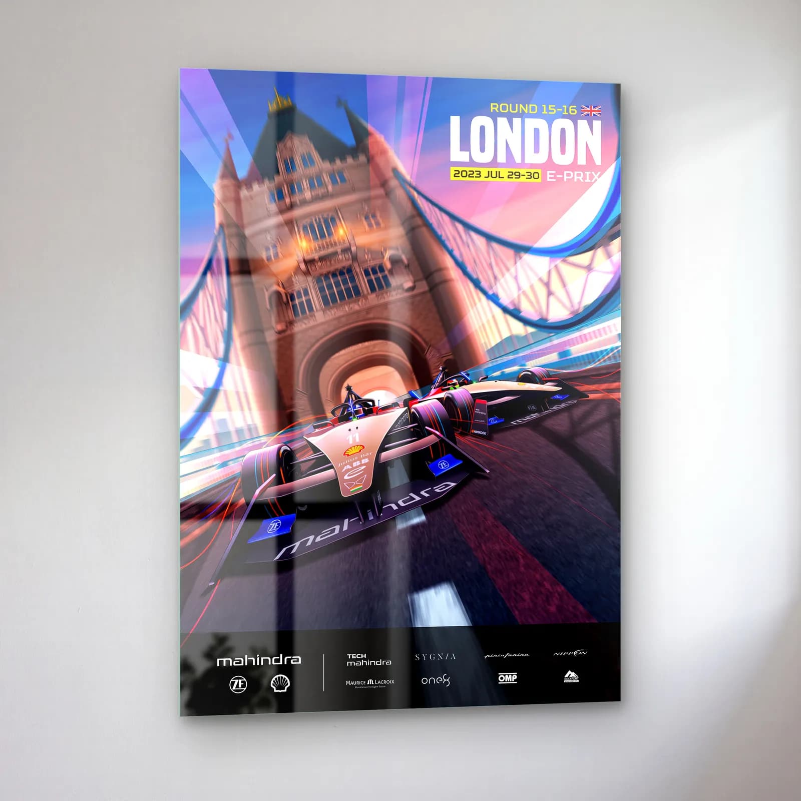 Londra E-Prix Tower Bridge Posteri cam tablo — sol açıdan görünüm