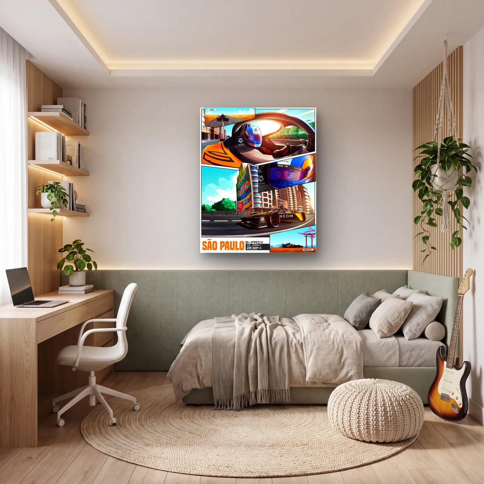 São Paulo E-Prix Çizgi Roman Posteri cam tablo — genç odasında