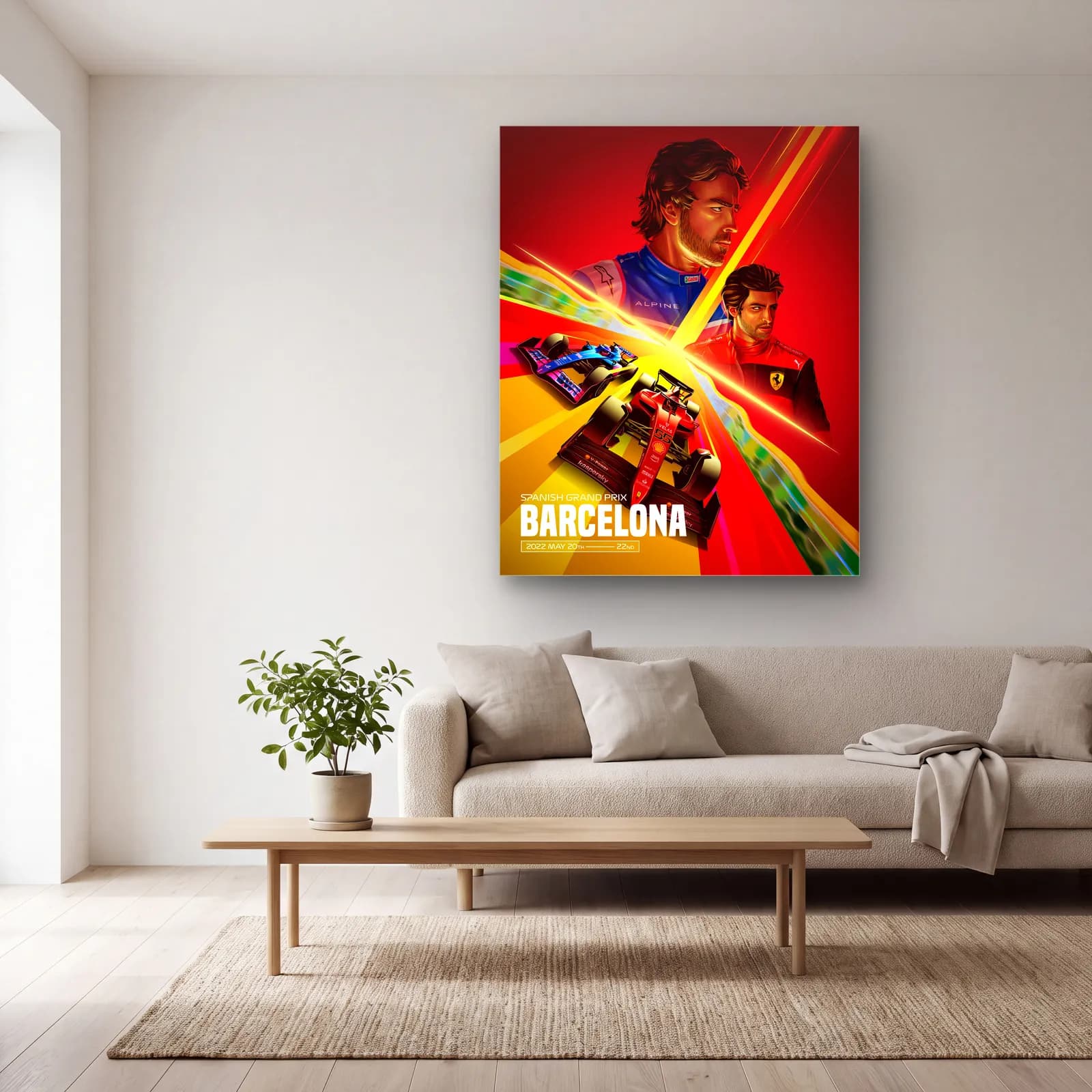 Barcelona Grand Prix Posteri cam tablo — açık renk salonda