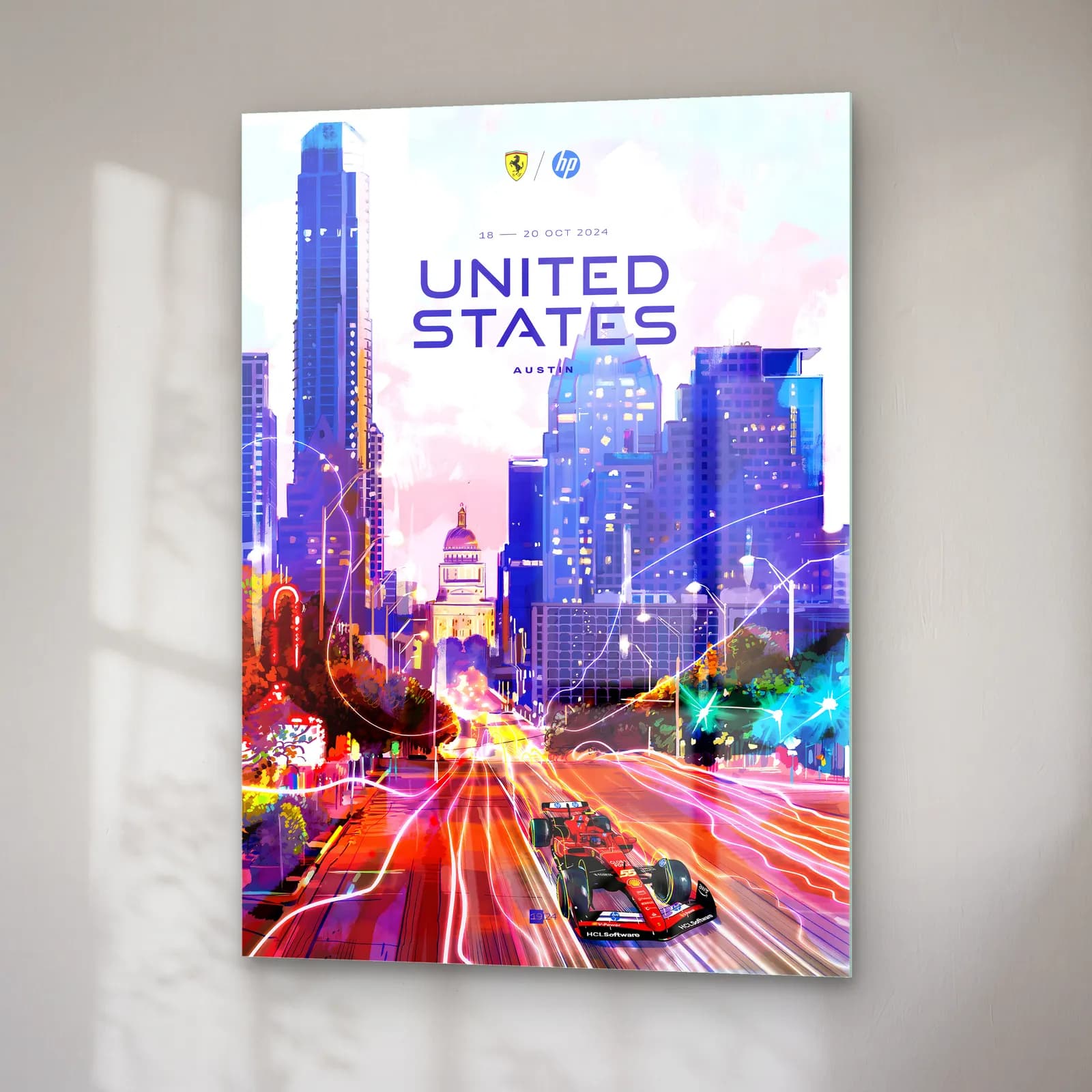 Austin ABD Grand Prix Posteri cam tablo — sağ açıdan görünüm