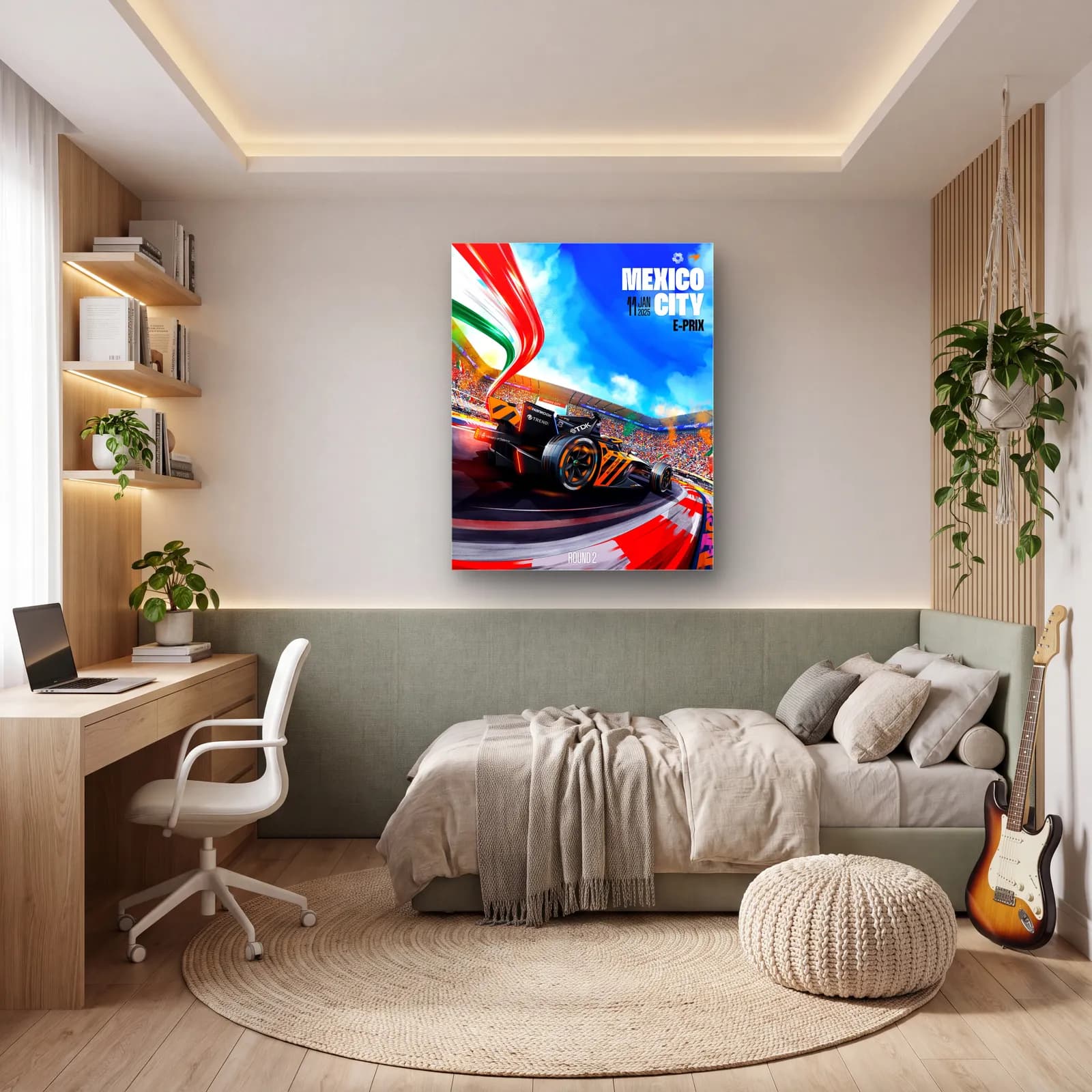 Mexico City E-Prix Tribün Posteri cam tablo — genç odasında
