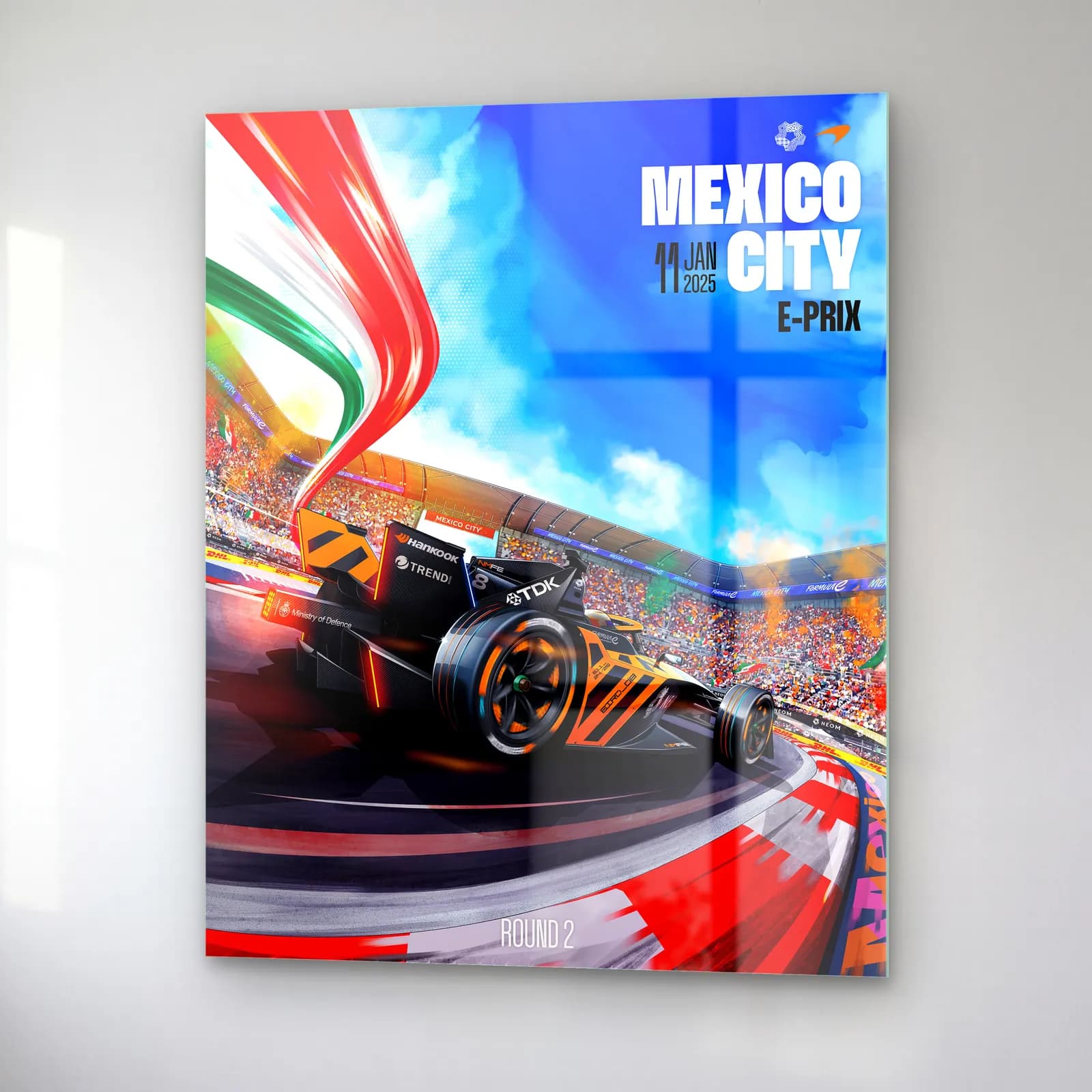 Mexico City E-Prix Tribün Posteri cam tablo — sağ açıdan görünüm