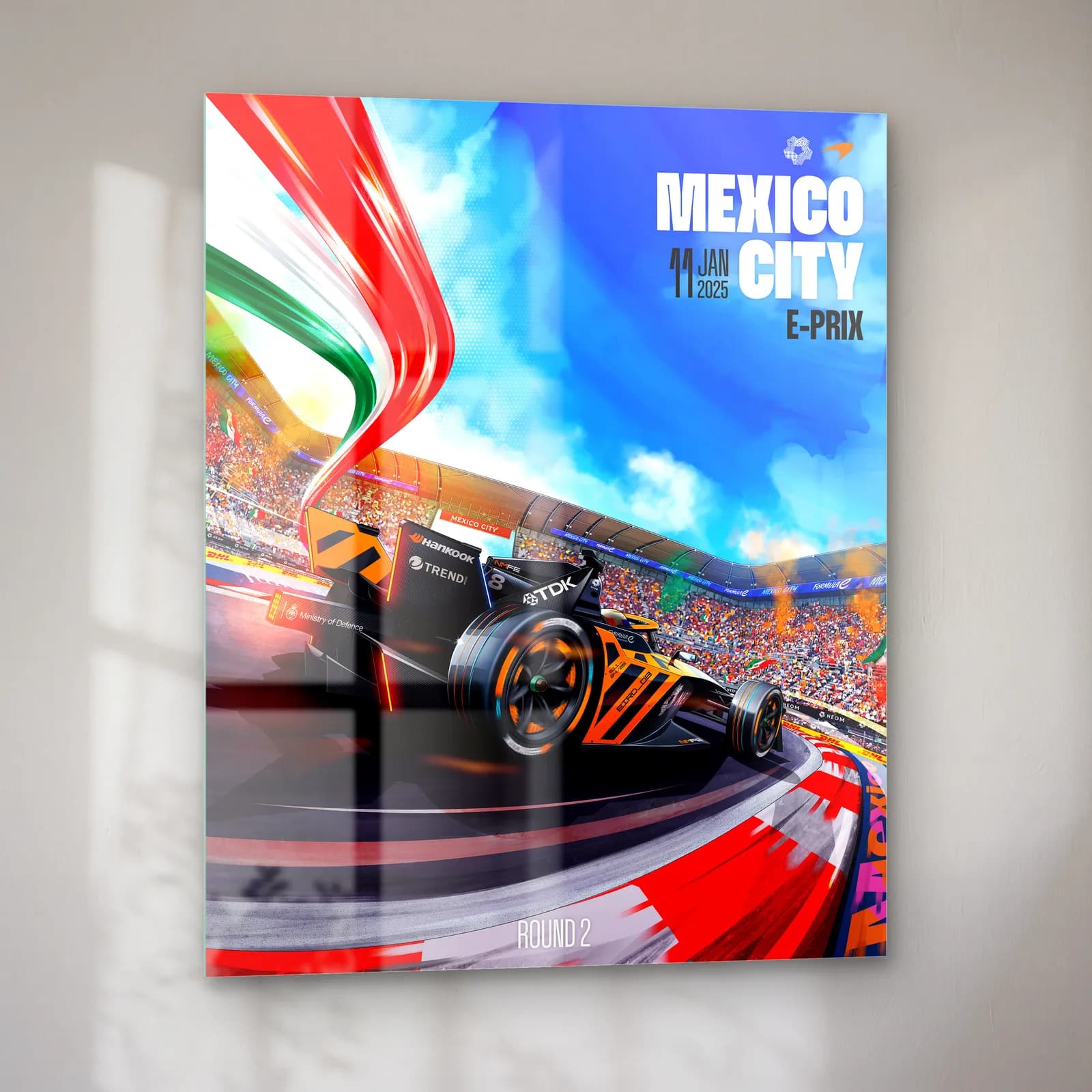 Mexico City E-Prix Tribün Posteri cam tablo — sol açıdan görünüm
