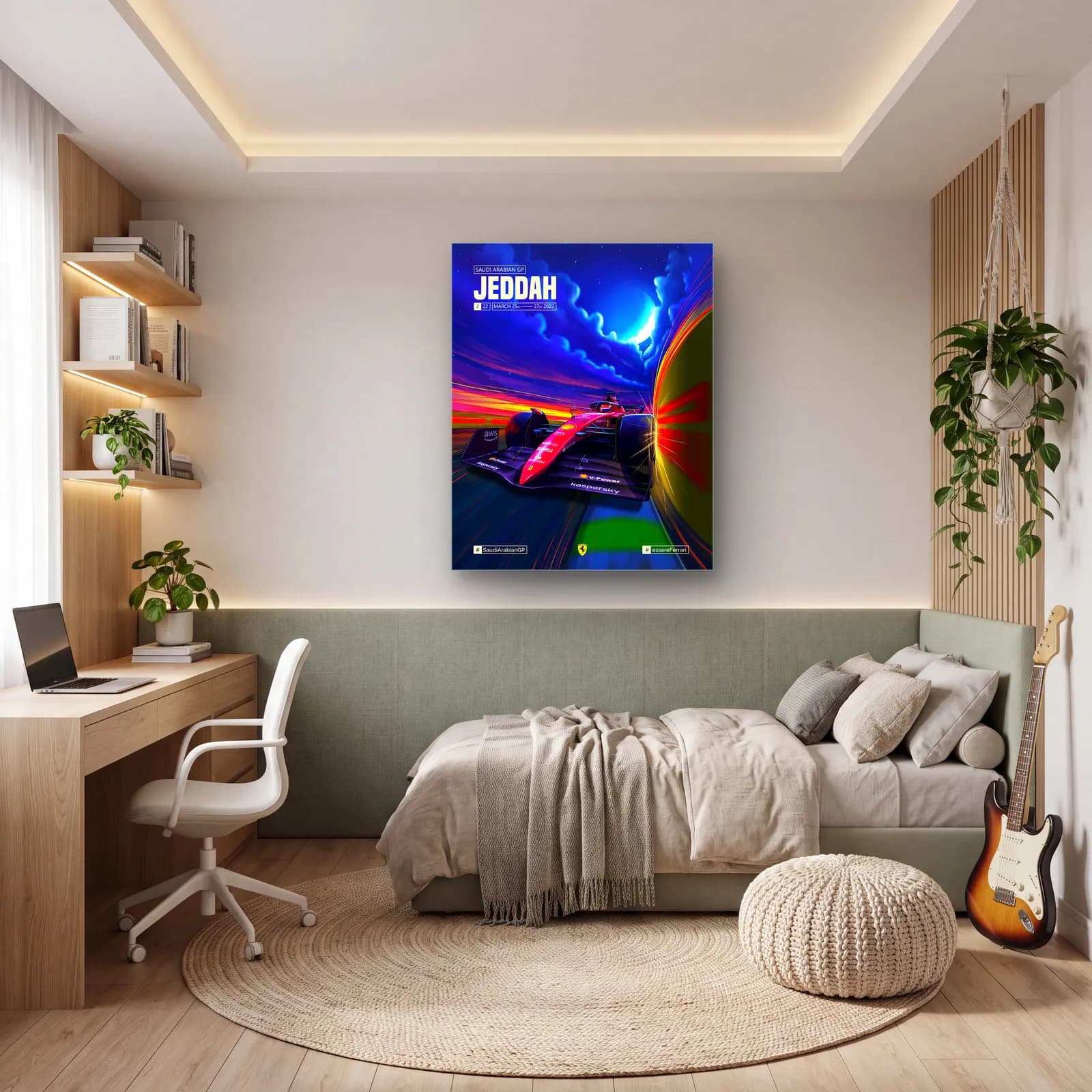 Cidde Grand Prix Ferrari Posteri cam tablo — genç odasında