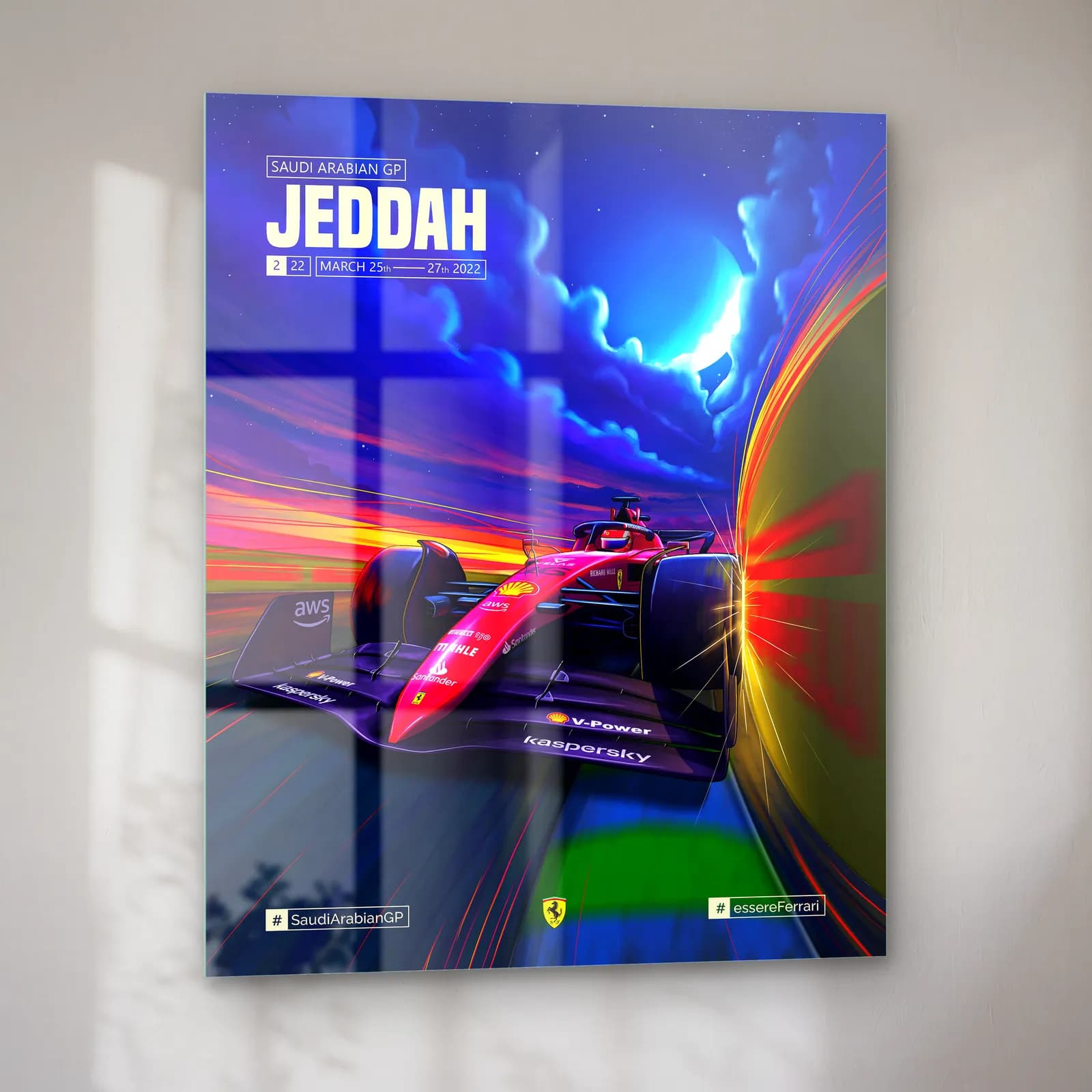 Cidde Grand Prix Ferrari Posteri cam tablo — sol açıdan görünüm